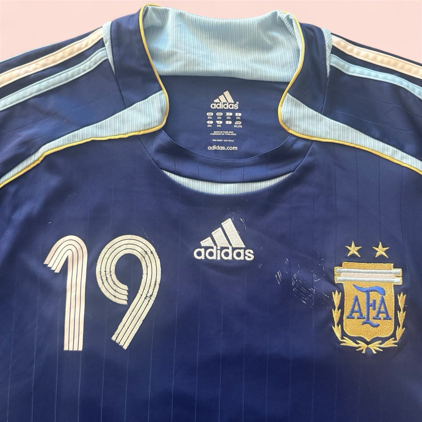 Adidas 2006 Argentina Lionel Messi Away National Soccer Kit Jersey Mens 2XL