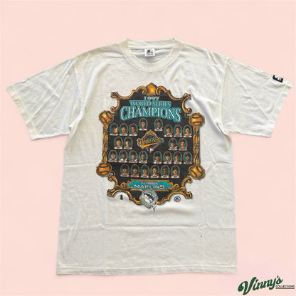 Vintage Starter MLB Florida Marlins 1997 World Series Baseball Shirt Mens Medium