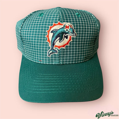 Vintage Logo 7 NFL Miami Dolphins Football Plaid SnapBack Hat