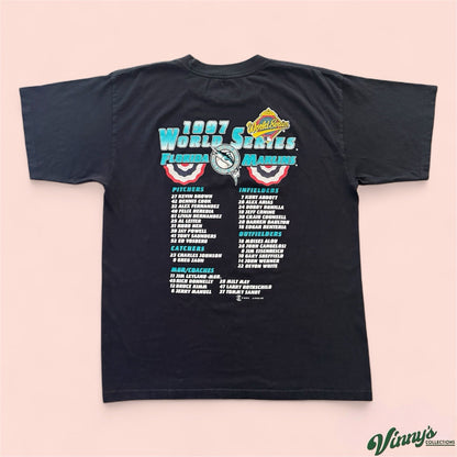 Vintage 1997 TRY MLB Florida Marlins World Series Roster Baseball Shirt Mens XL