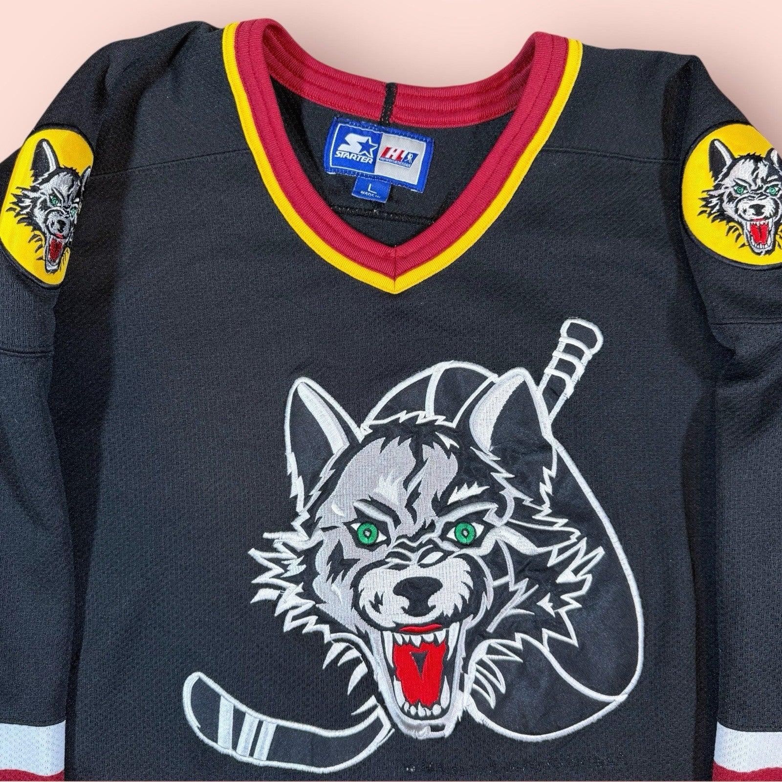 Vintage Starter IHL Chicago Wolves Hockey Jersey Youth Large