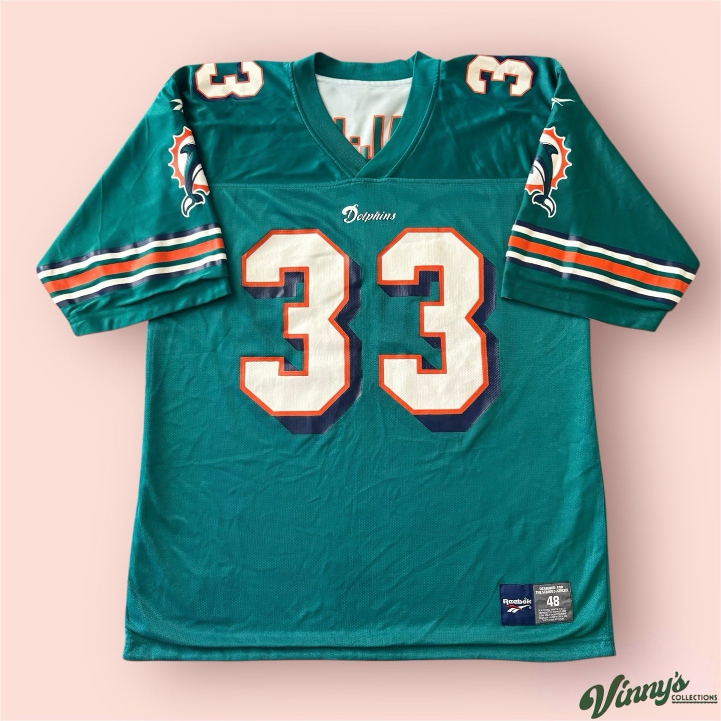 Reebok NFL Miami Dolphins Kareem Abdul Jabbar Football Jersey Mens Large 48