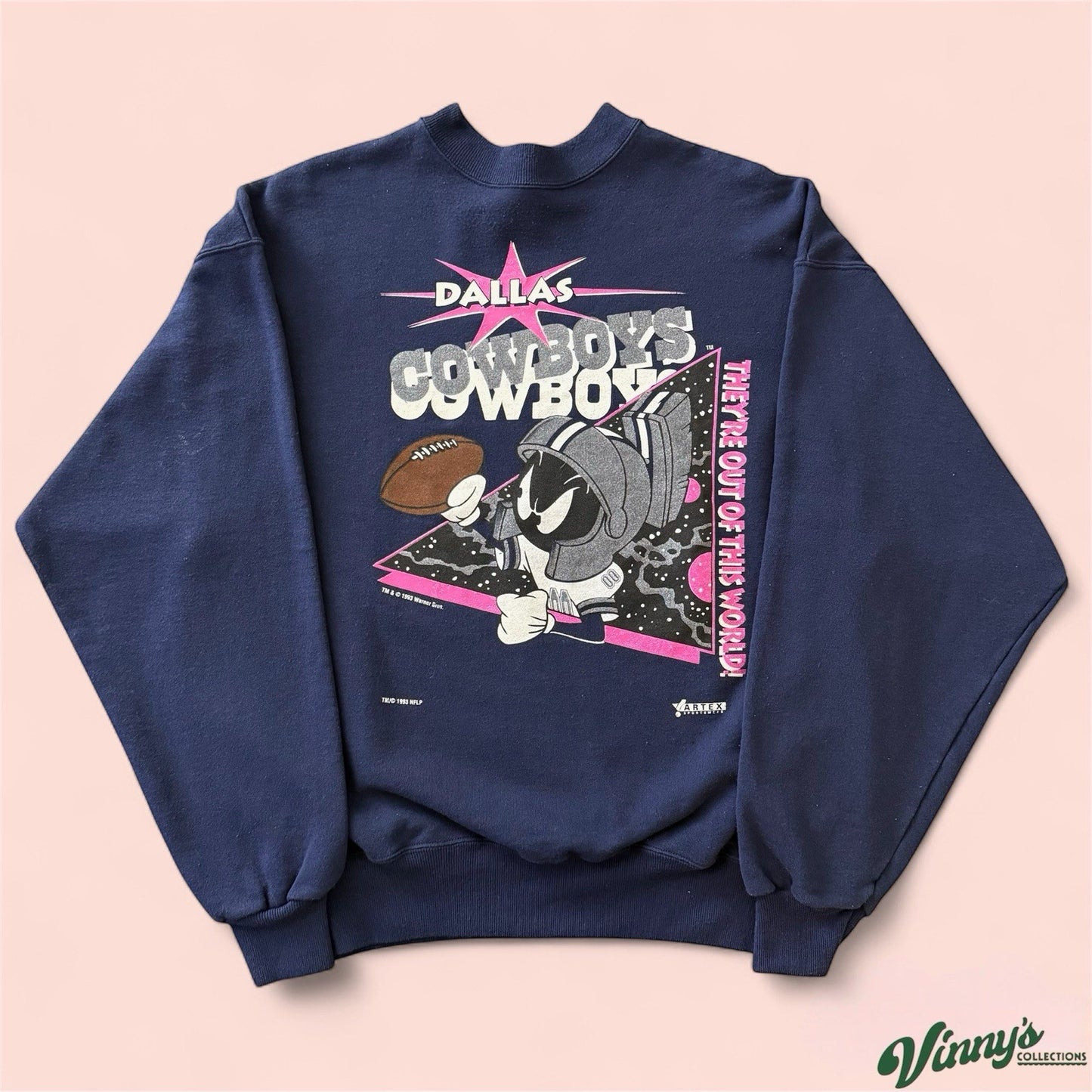 Vintage 1993 NFL Dallas Cowboys Marvin Martians Football Sweatshirt Mens XL