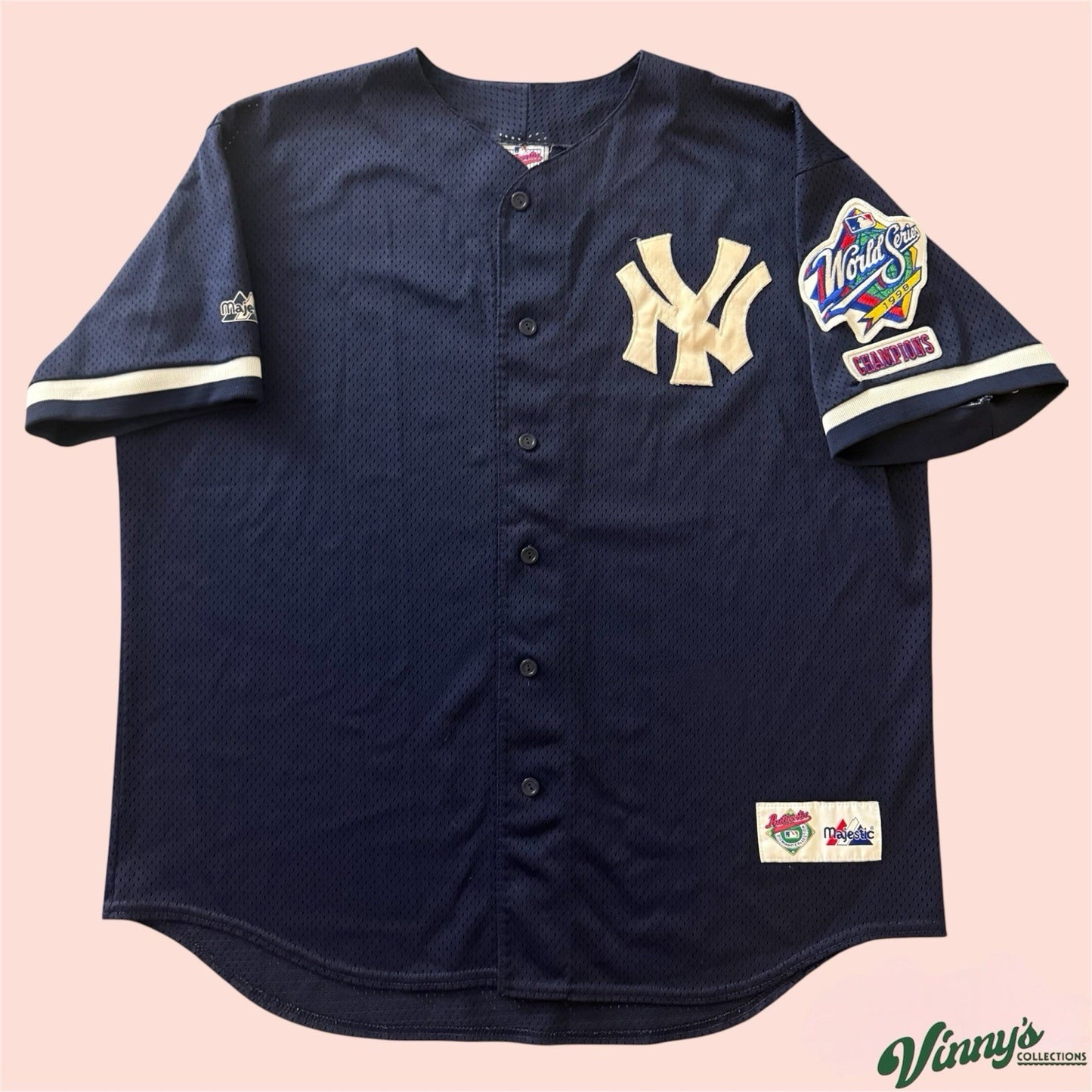 Majestic 1999 MLB New York Yankees World Series Baseball Jersey Mens XL