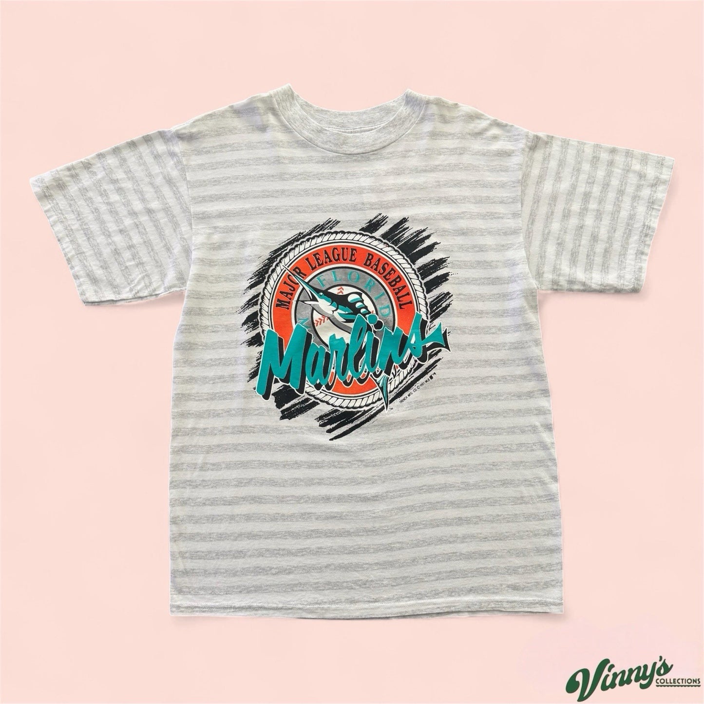 Vintage Trench 1991 MLB Florida Marlins Baseball Shirt Mens Large