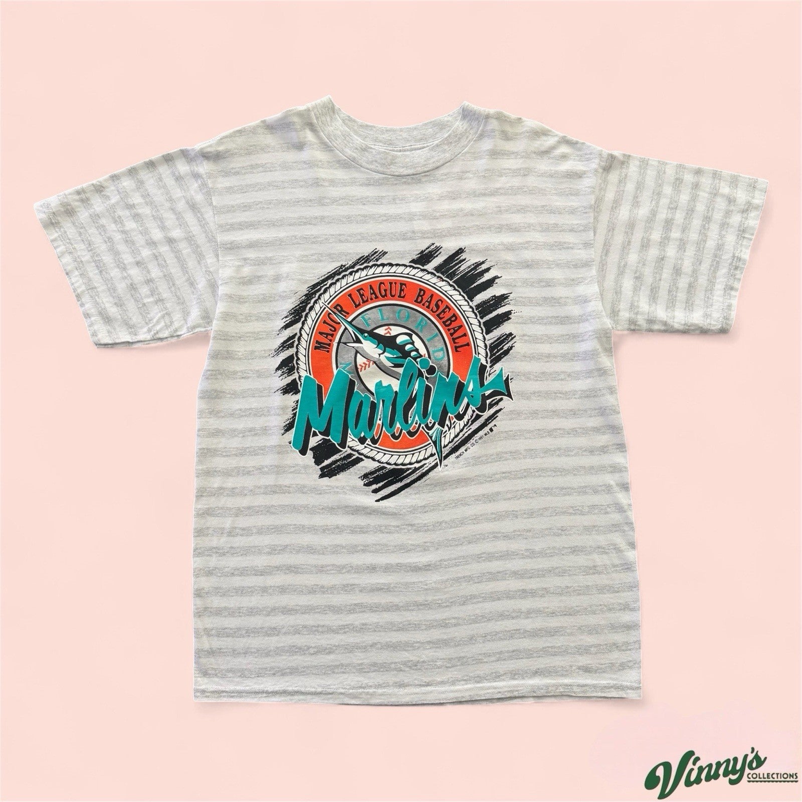 Vintage Trench 1991 MLB Florida Marlins Baseball Shirt Mens Large