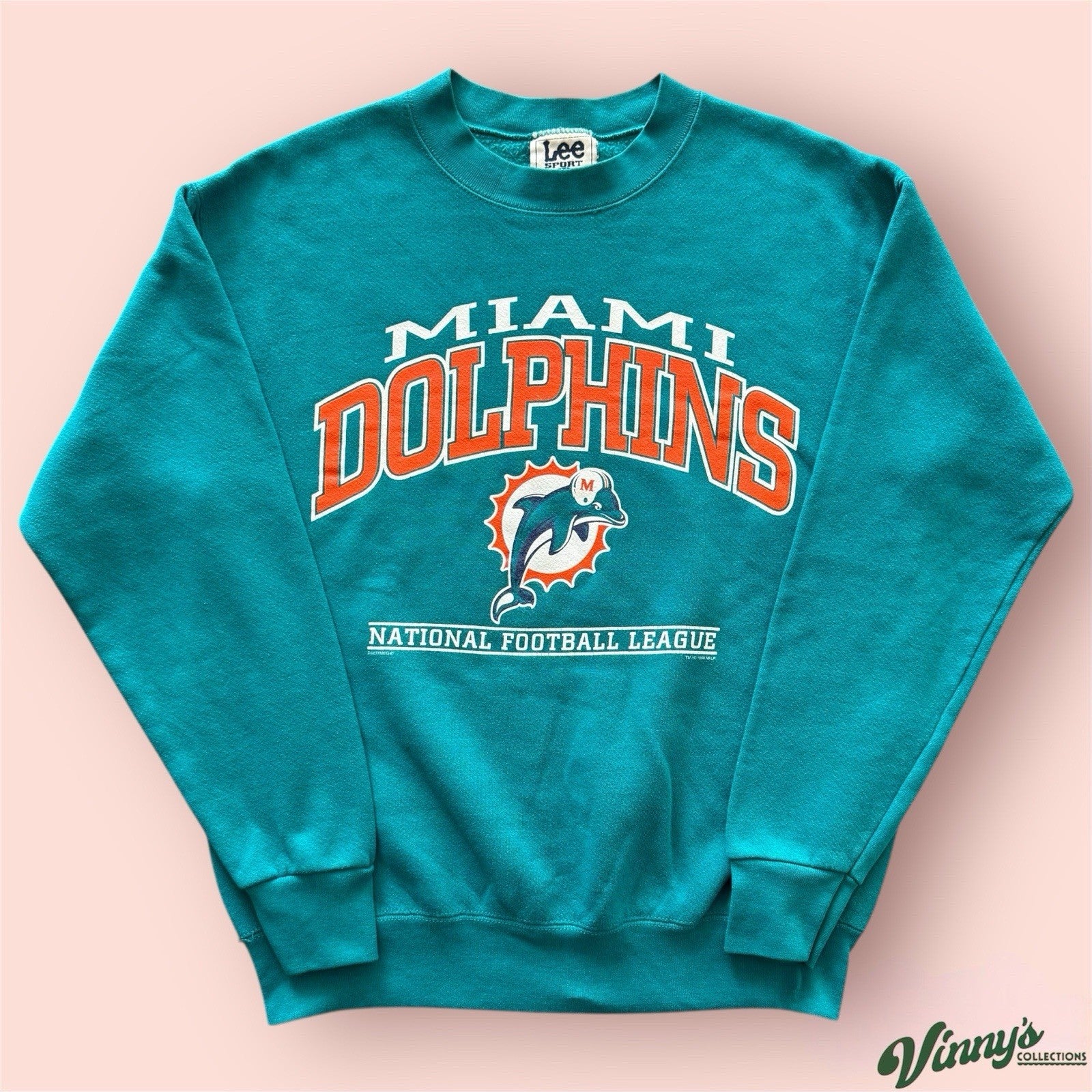 Vintage 1998 Lee Sport NFL Miami Dolphins Football Sweatshirt Mens Medium