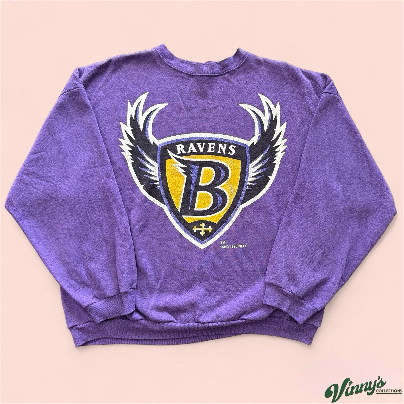 Vintage Logo 7 NFL Baltimore Ravens Football Sweatshirt Mens 2XL