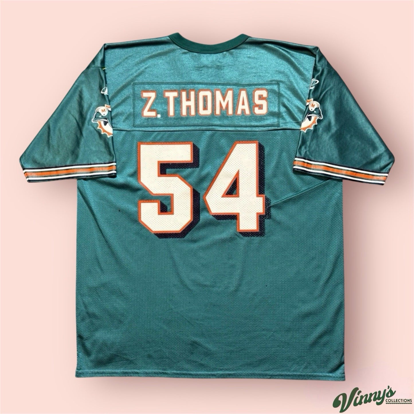 Vintage Logo Athletic NFL Miami Dolphins Zach Thomas Football Jersey Mens XL