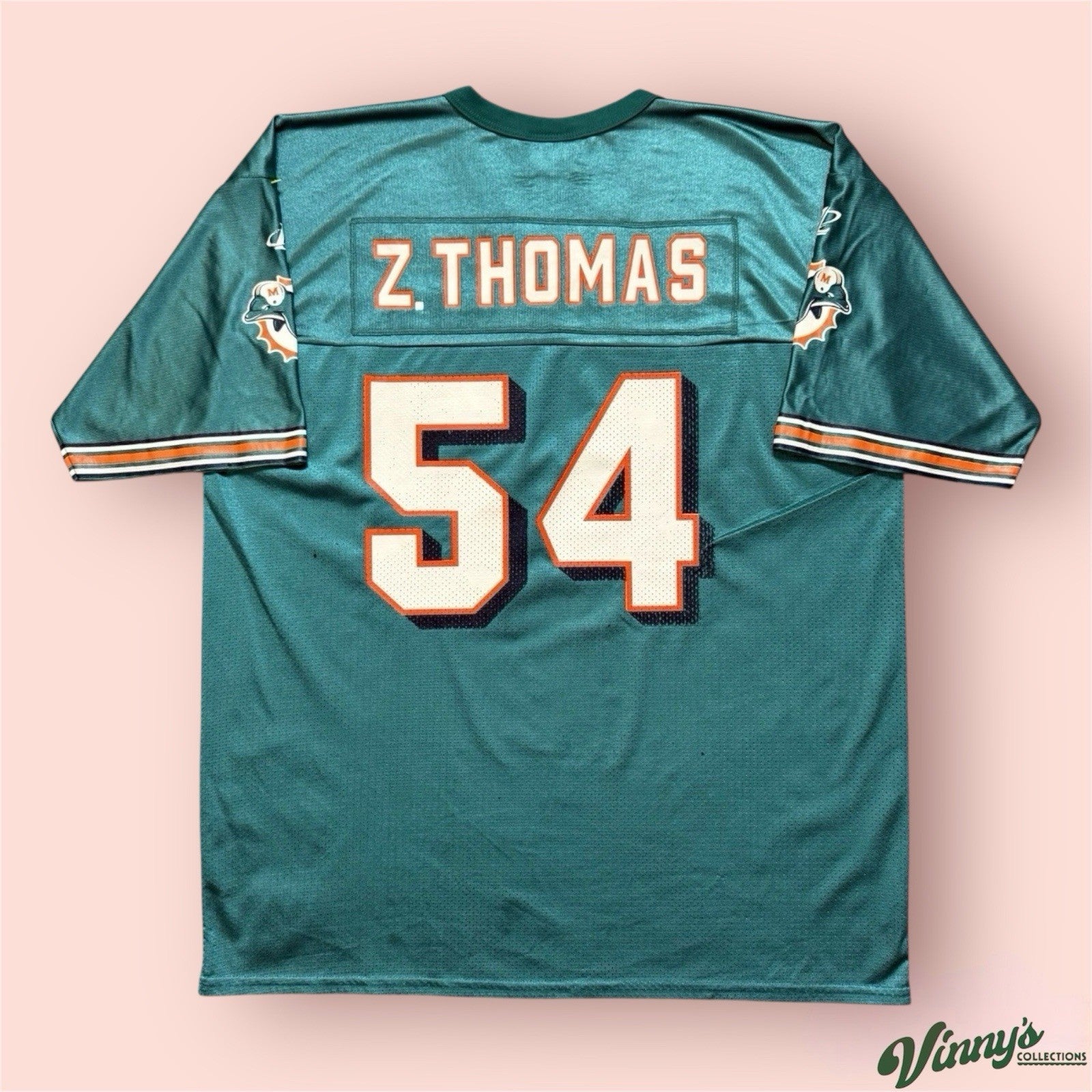 Vintage Logo Athletic NFL Miami Dolphins Zach Thomas Football Jersey Mens XL