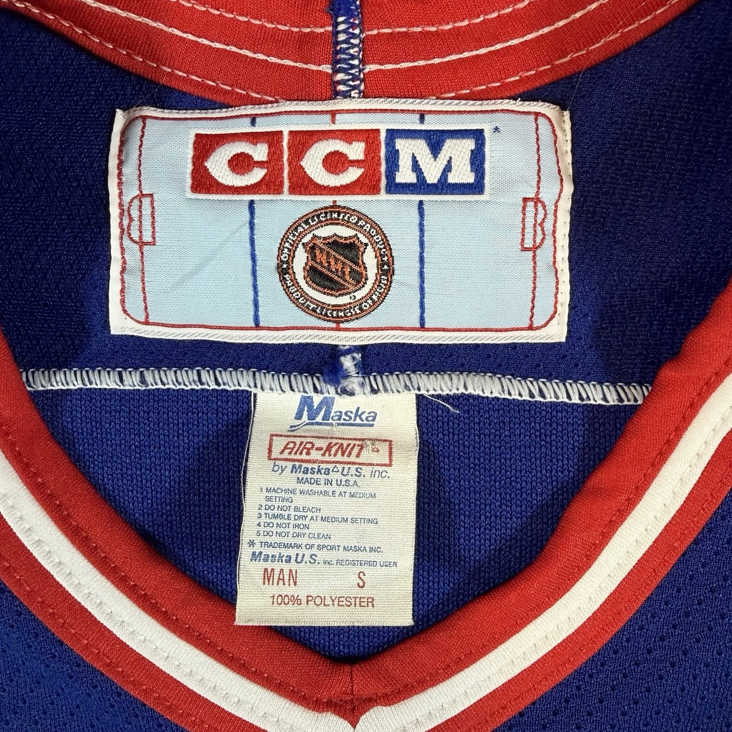 Vintage CCM NHL New York Rangers Hockey Jersey Mens Small