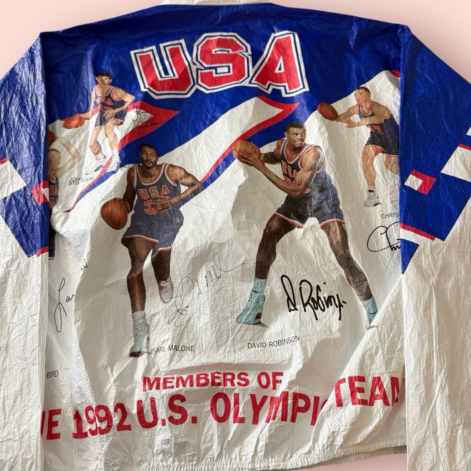 Vintage 1992 Kellog Tyvek USA Olympics Team Basketball Jacket Mens Large
