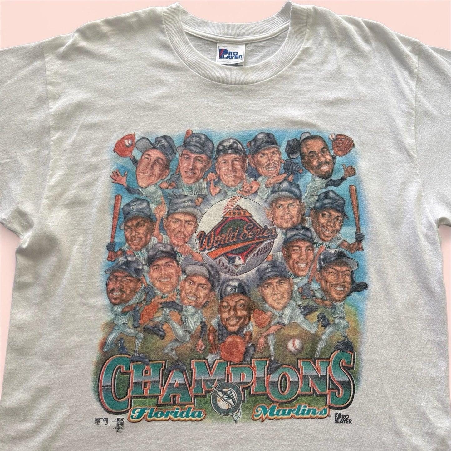 1997 Pro Player MLB Florida Marlins World Series Baseball Shirt Mens Large