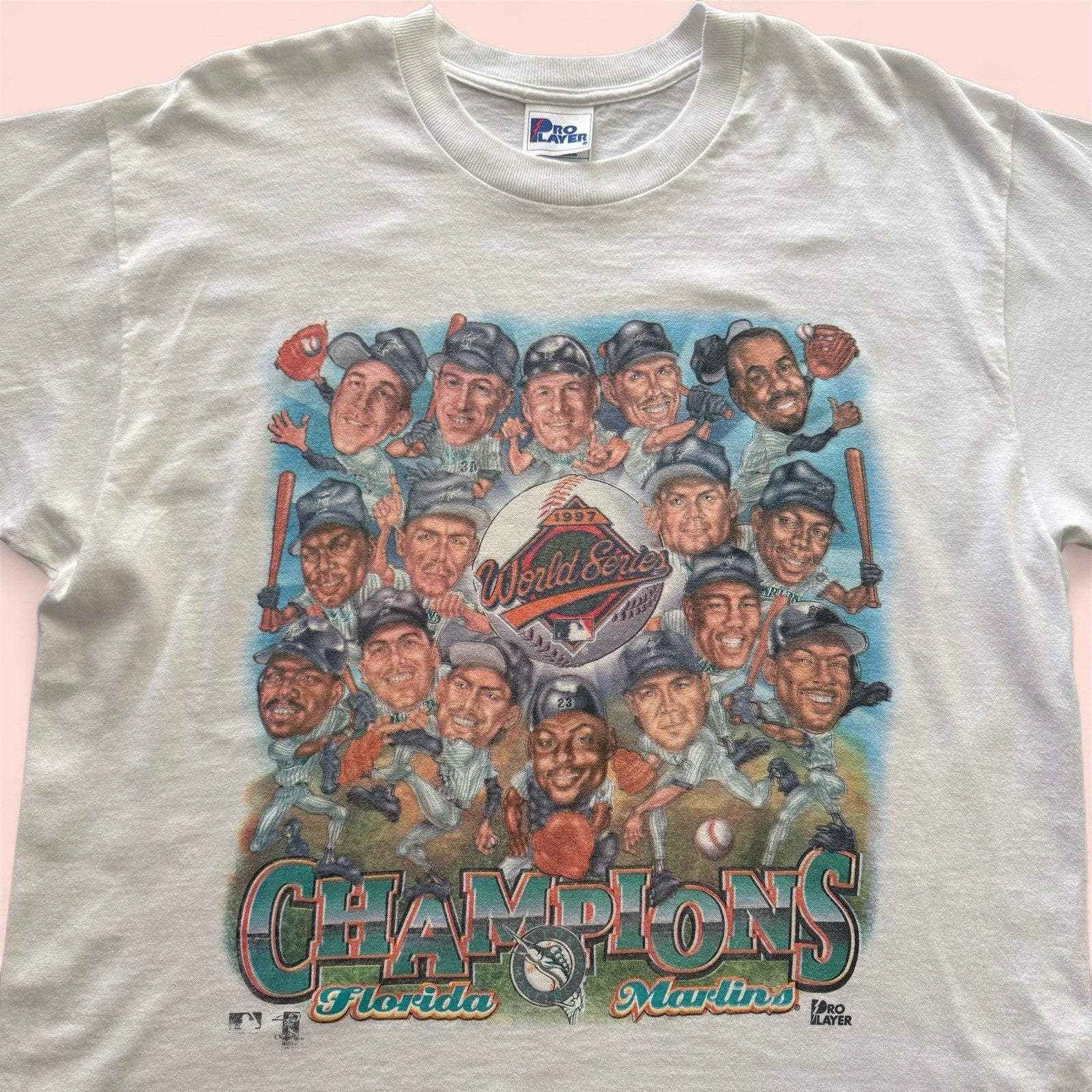 1997 Pro Player MLB Florida Marlins World Series Baseball Shirt Mens Large