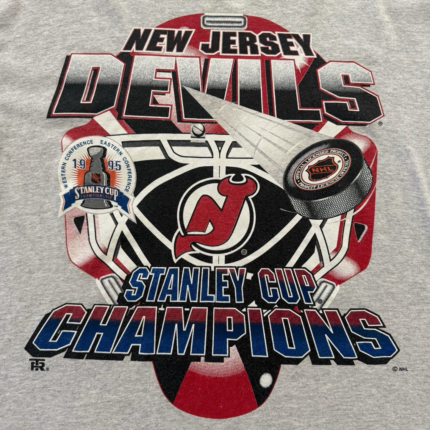 Vintage 1995 NHL New Jersey Devils Stanley Cup Champions Hockey Shirt Mens Large