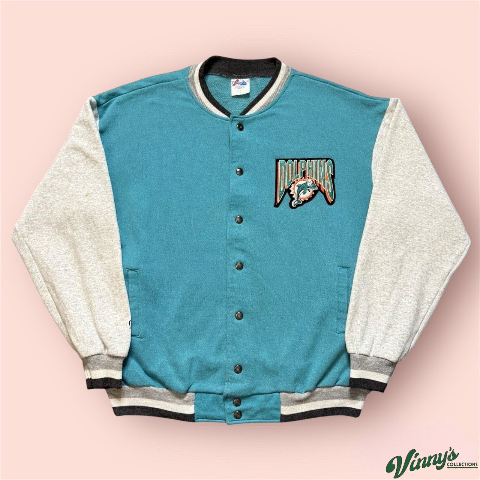 Majestic NFL Miami Dolphins Football Jacket Sweater Mens Large
