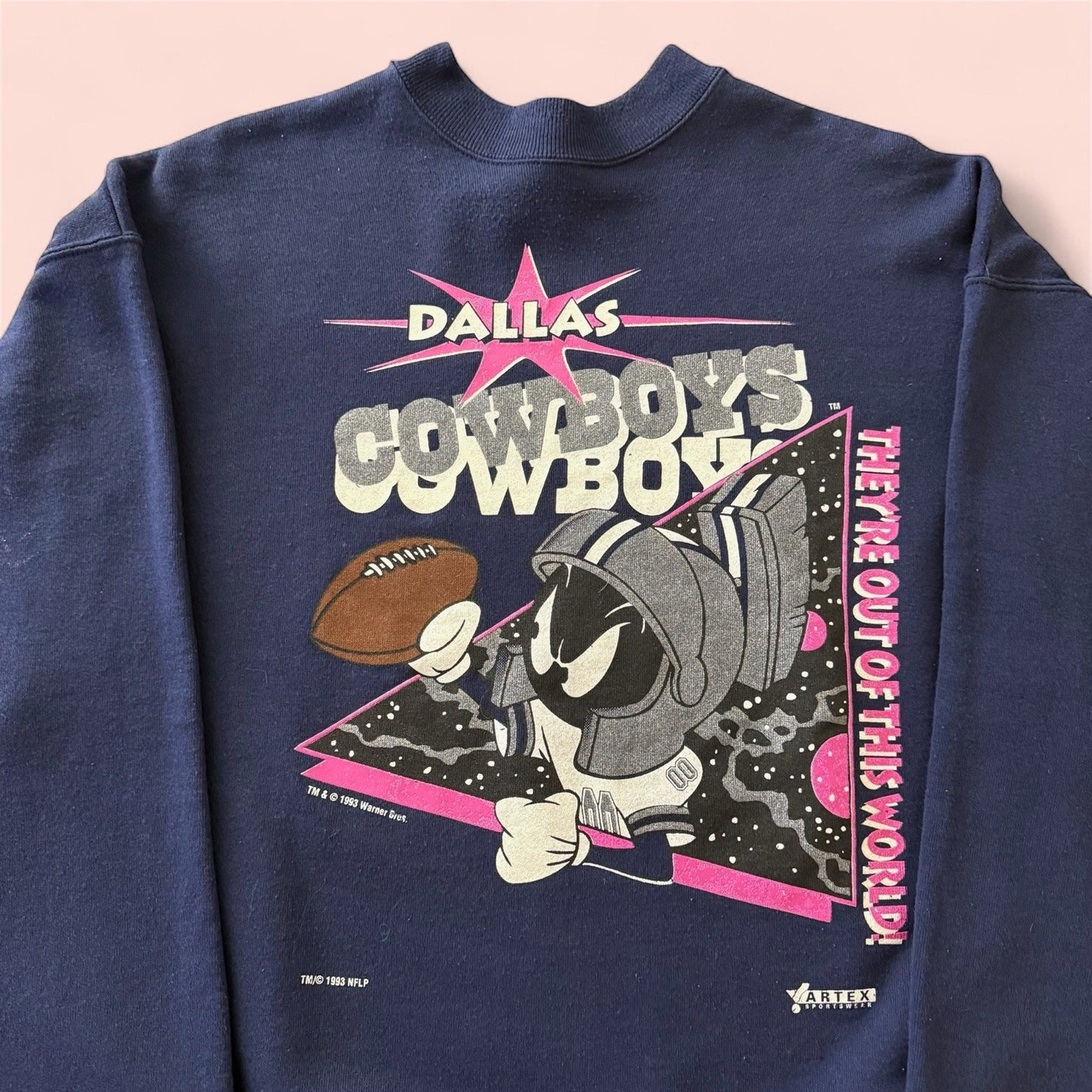 Vintage 1993 NFL Dallas Cowboys Marvin Martians Football Sweatshirt Mens XL