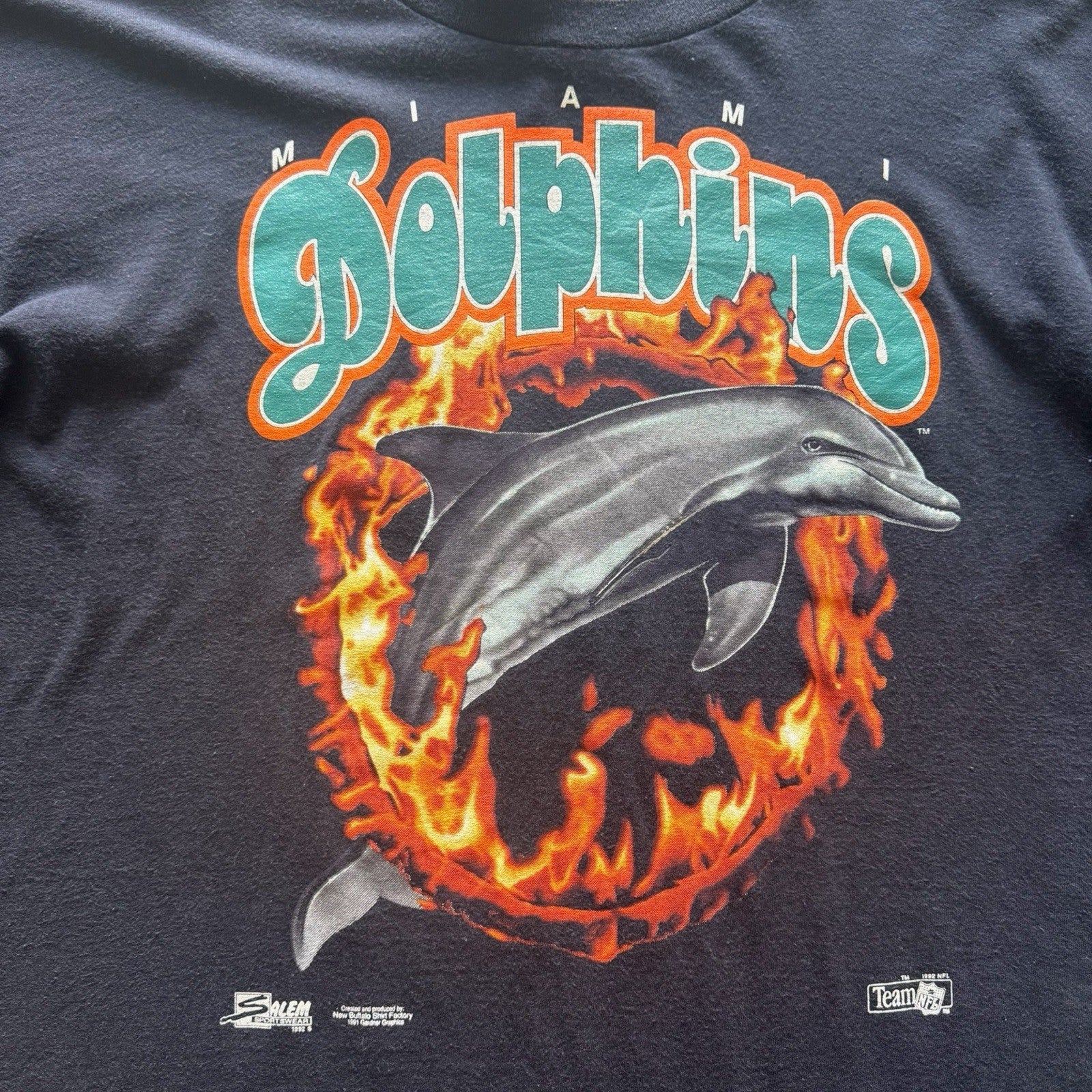 Vintage Salem Sportswear NFL Miami Dolphins Football Shirt Mens XL