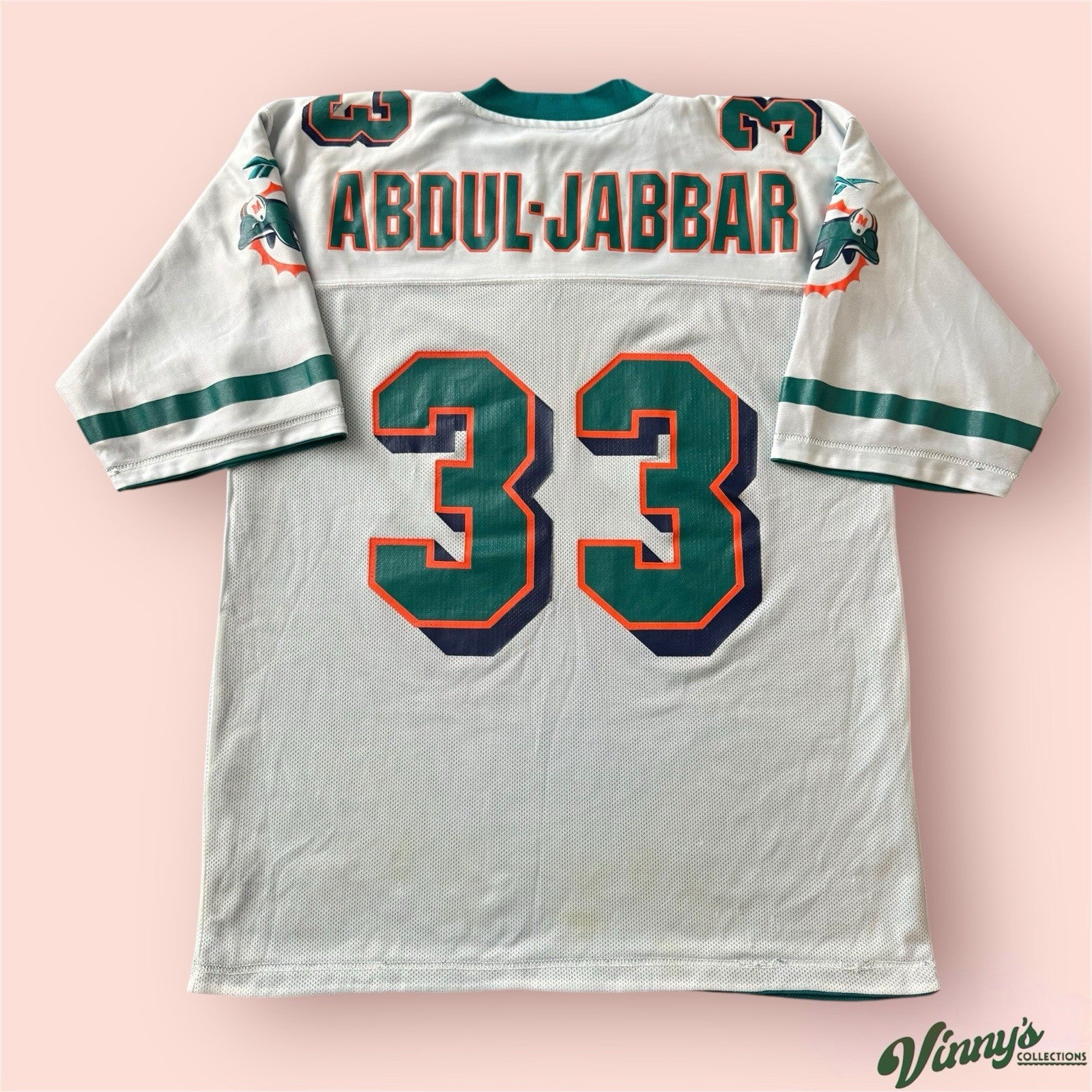 Reebok NFL Miami Dolphins Kareem Abdul Jabbar Football Jersey Mens Large 48