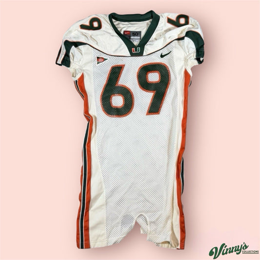 Nike NCAA Miami Hurricanes Wood #69 Game Issued Football Jersey Mens 50 Medium