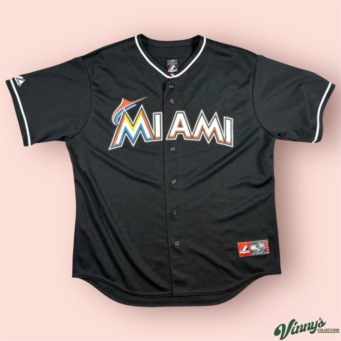 Majestic MLB Miami Marlins Baseball Jersey Mens Medium
