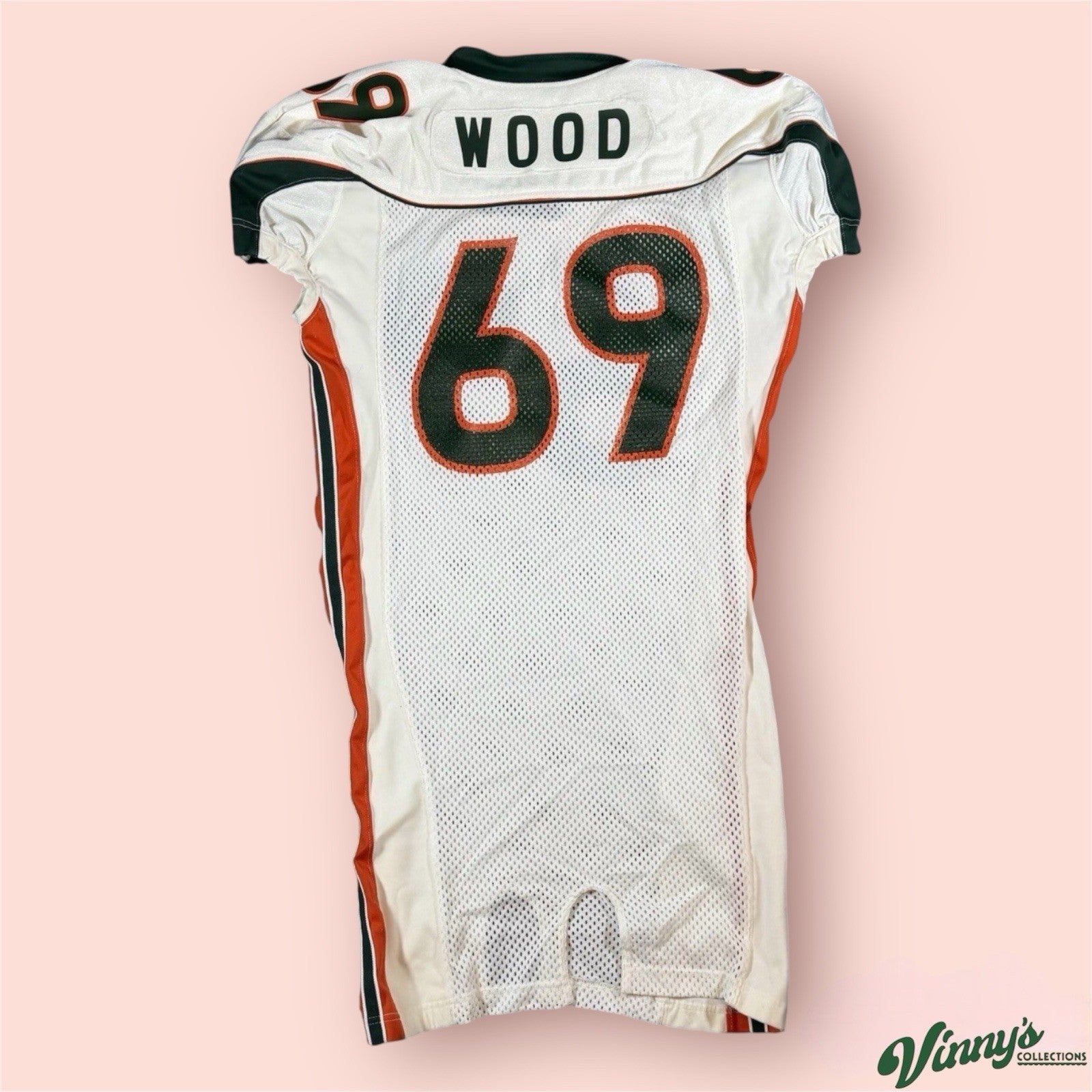 Nike NCAA Miami Hurricanes Wood #69 Game Issued Football Jersey Mens 50 Medium