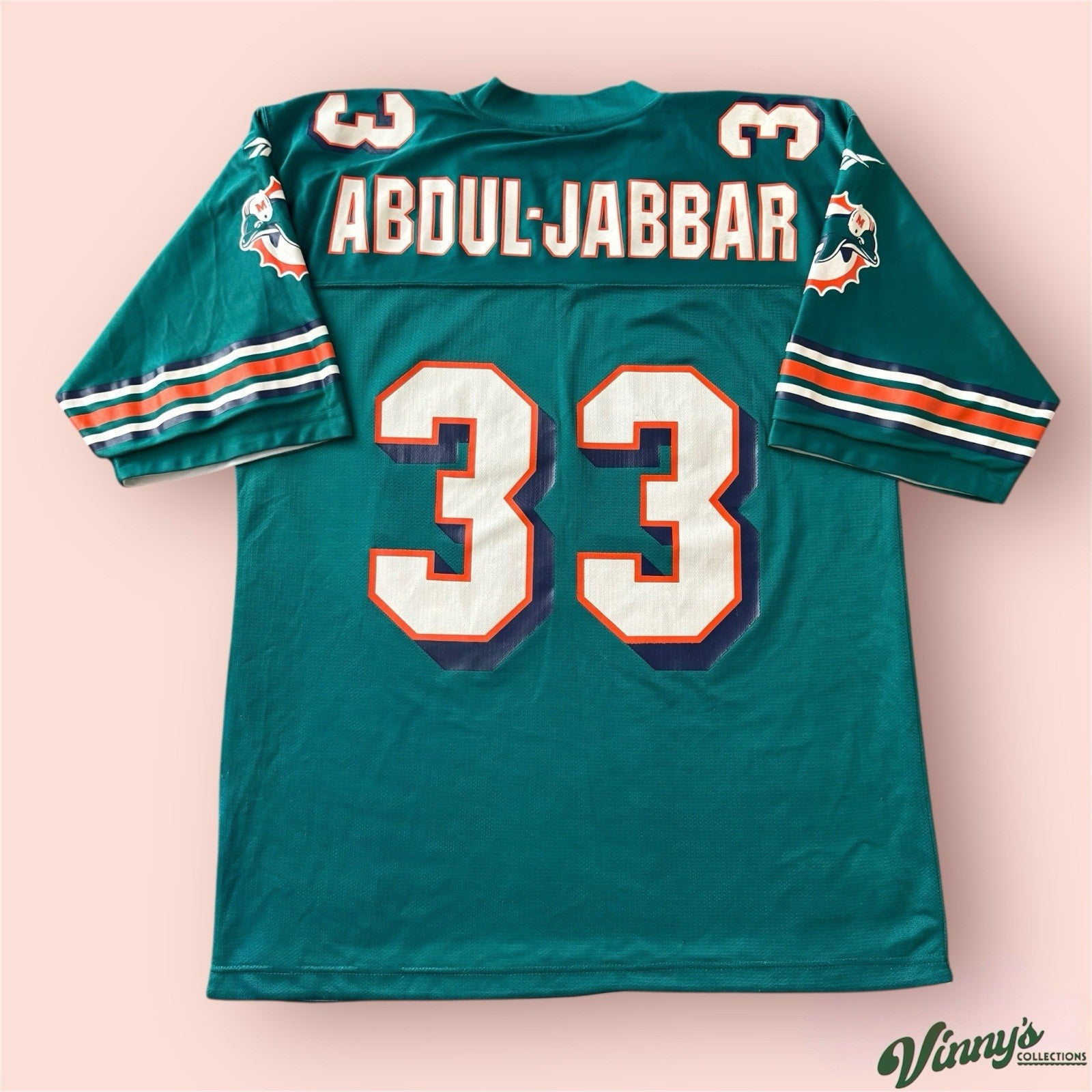 Reebok NFL Miami Dolphins Kareem Abdul Jabbar Football Jersey Mens Large 48