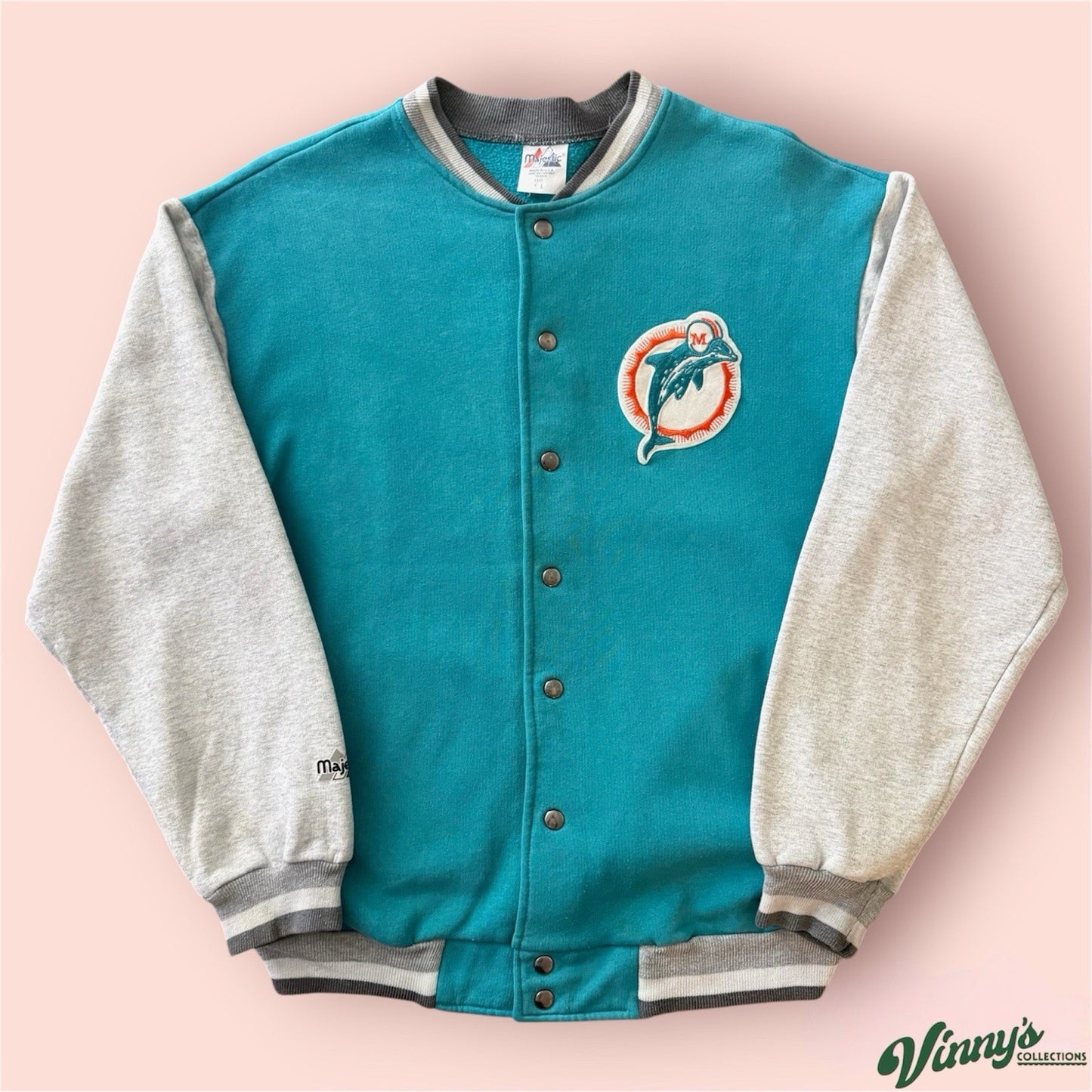 Majestic NFL Miami Dolphins Football Jacket Mens Large