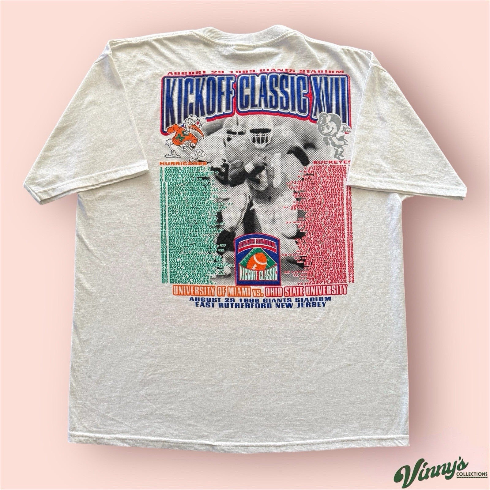 Vintage 1999 NCAA Miami Hurricanes Kickoff Classic College Shirt Mens XL