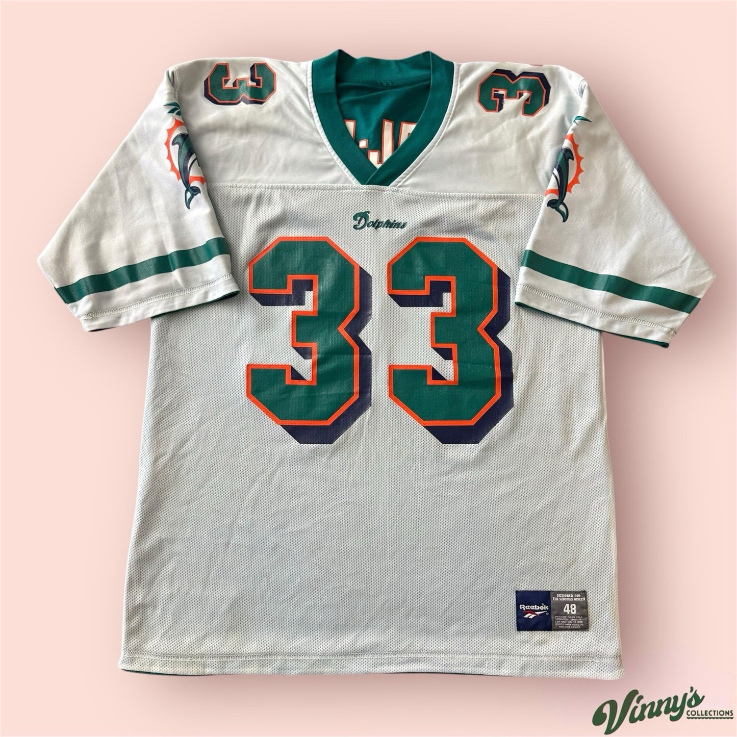 Reebok NFL Miami Dolphins Kareem Abdul Jabbar Football Jersey Mens Large 48