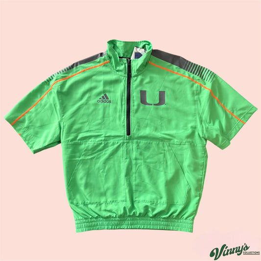 Adidas NCAA Miami Hurricanes College Pullover Windbreaker Jacket Mens Small