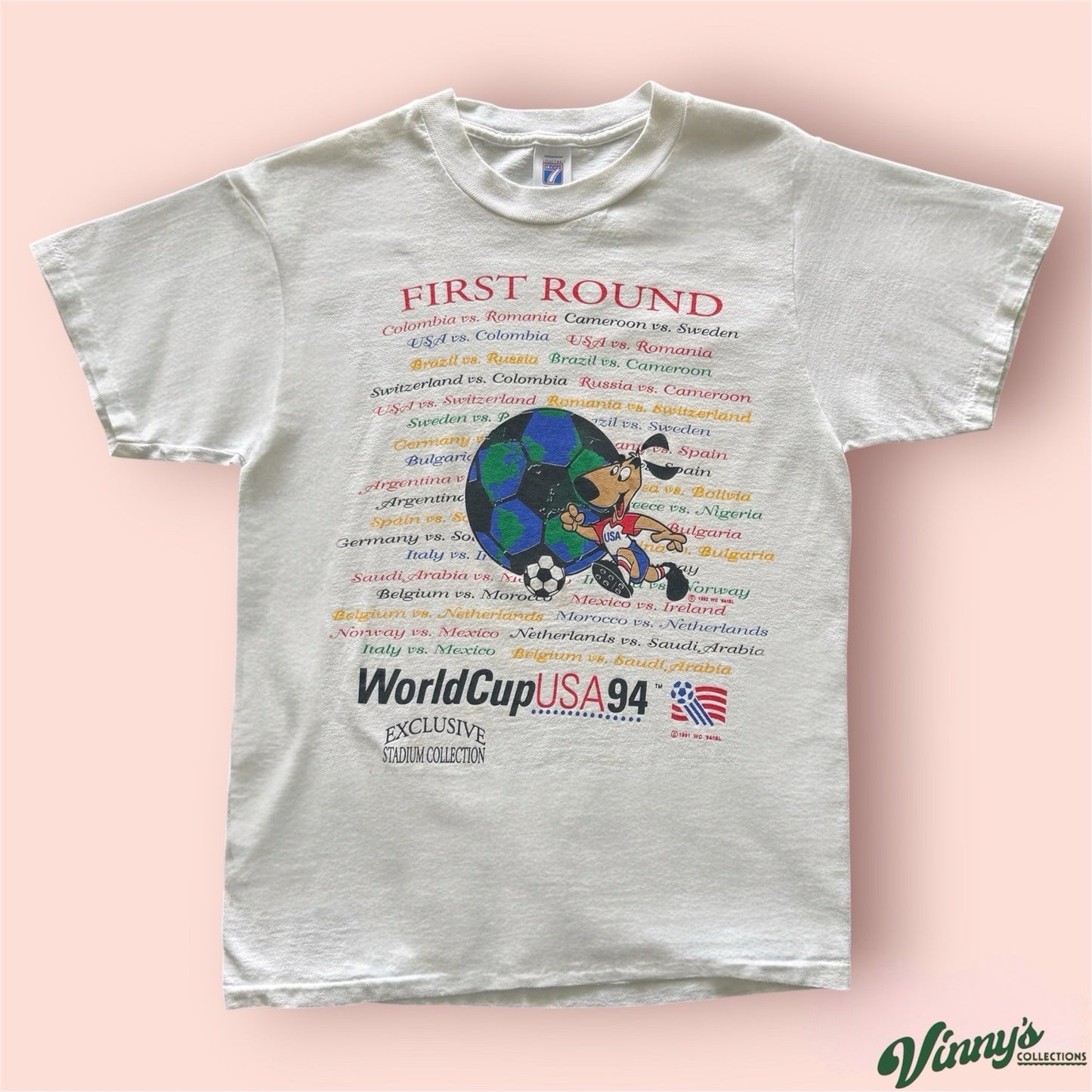 Vintage Logo 7 1994 World Cup USA First Round Soccer Shirt Mens Medium