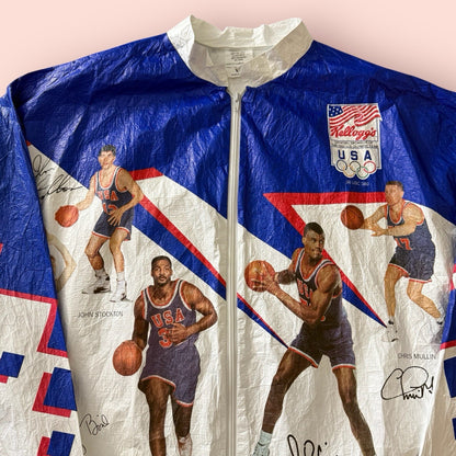 Vintage 1992 Kellog Tyvek USA Olympics Team Basketball Jacket Mens Large