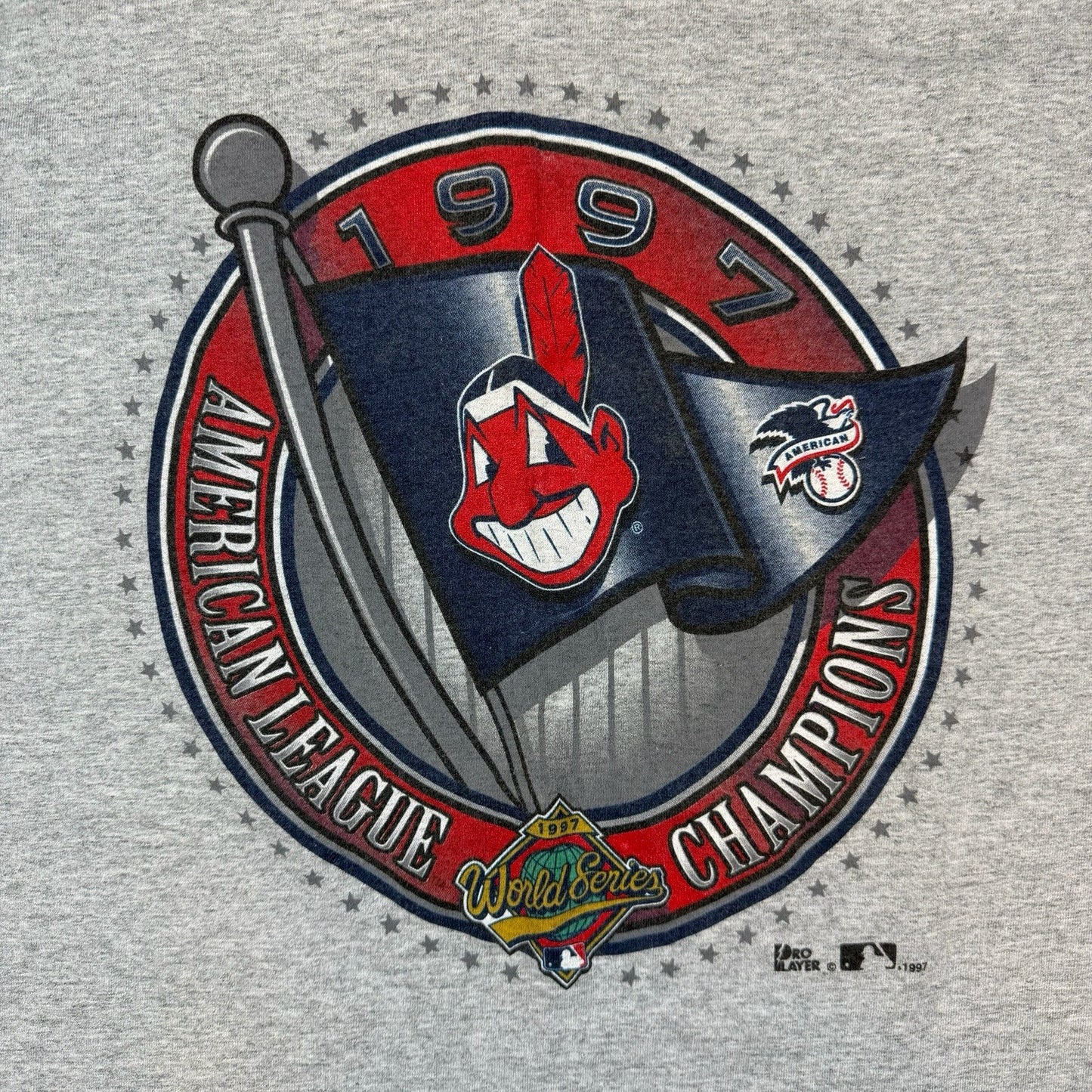 Vintage 1997 Pro Player MLB Cleveland Indians Baseball Shirt Mens Large