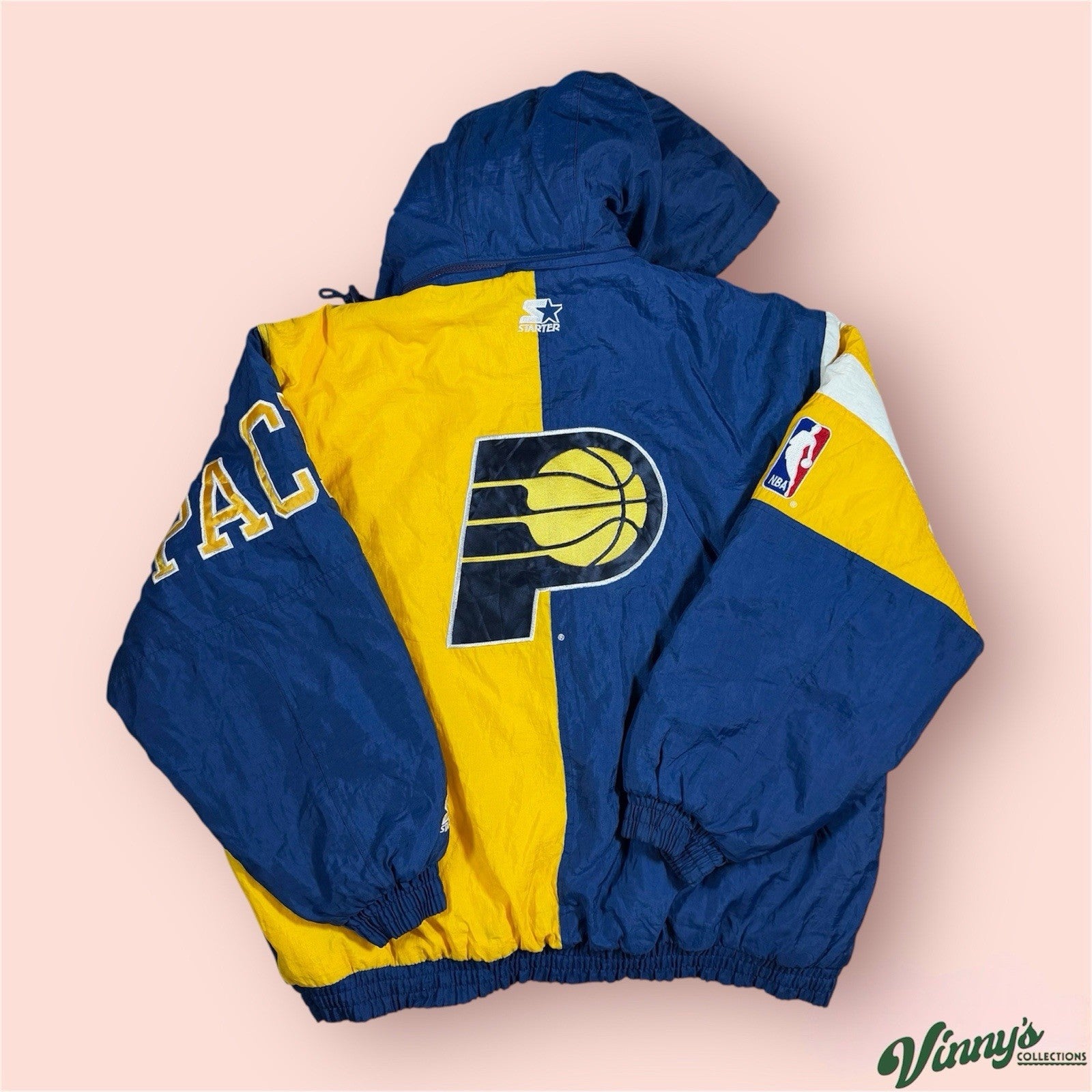 Vintage Starter Indiana Pacers Basketball Puffer Jacket Mens 2XL