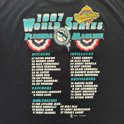Vintage 1997 TRY MLB Florida Marlins World Series Roster Baseball Shirt Mens XL