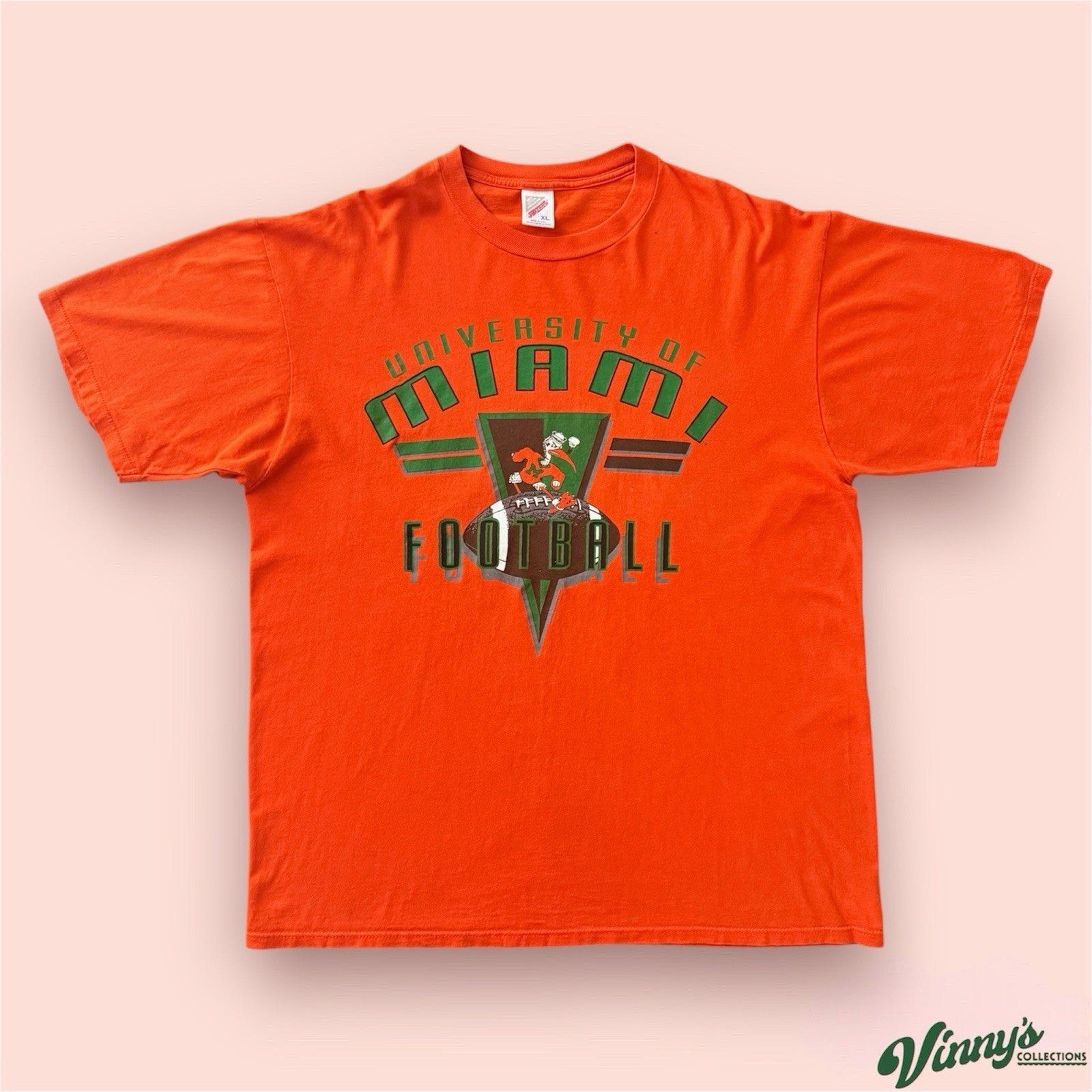 Vintage Jerzees NCAA Miami Hurricanes College Football Shirt Mens XL