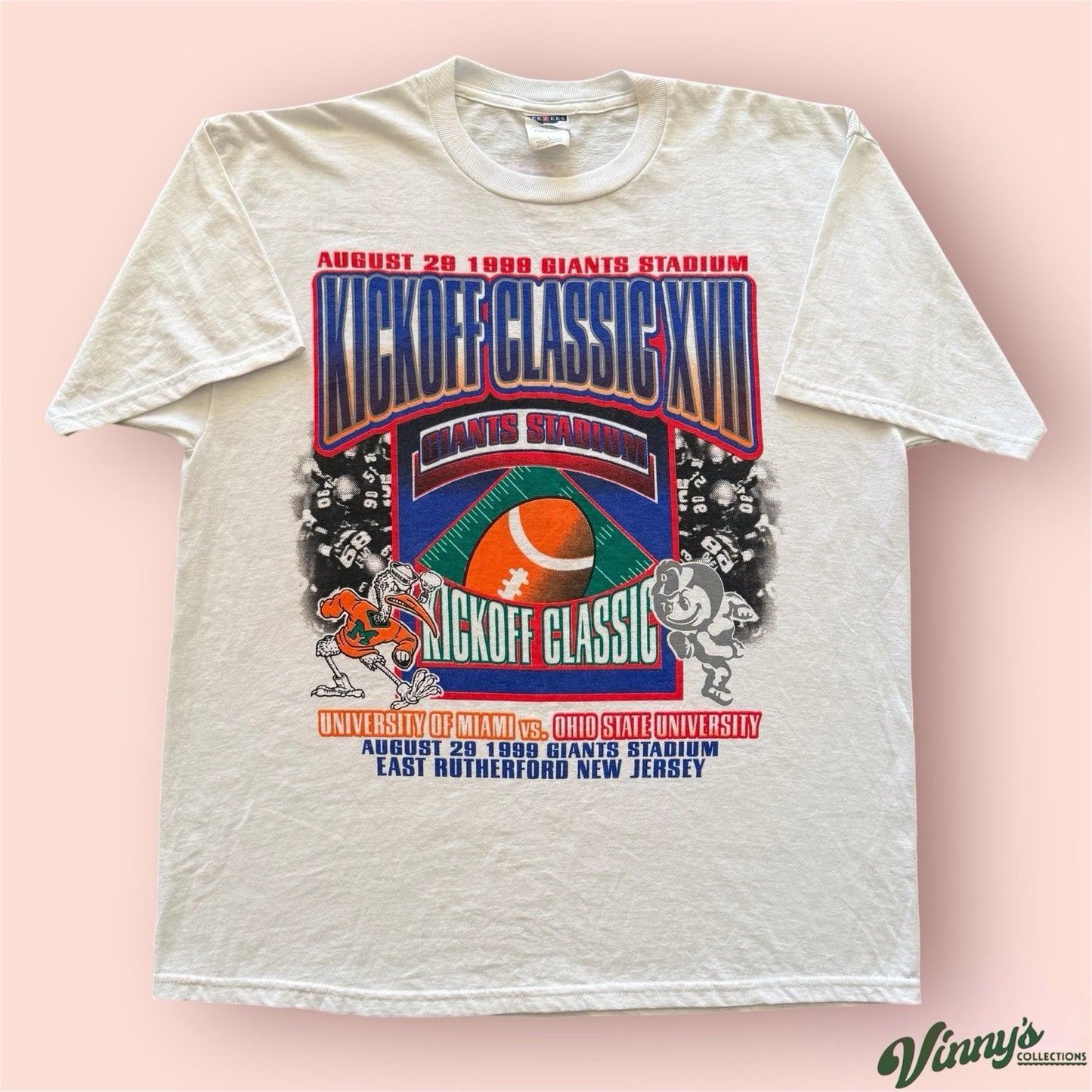 Vintage 1999 NCAA Miami Hurricanes Kickoff Classic College Shirt Mens XL