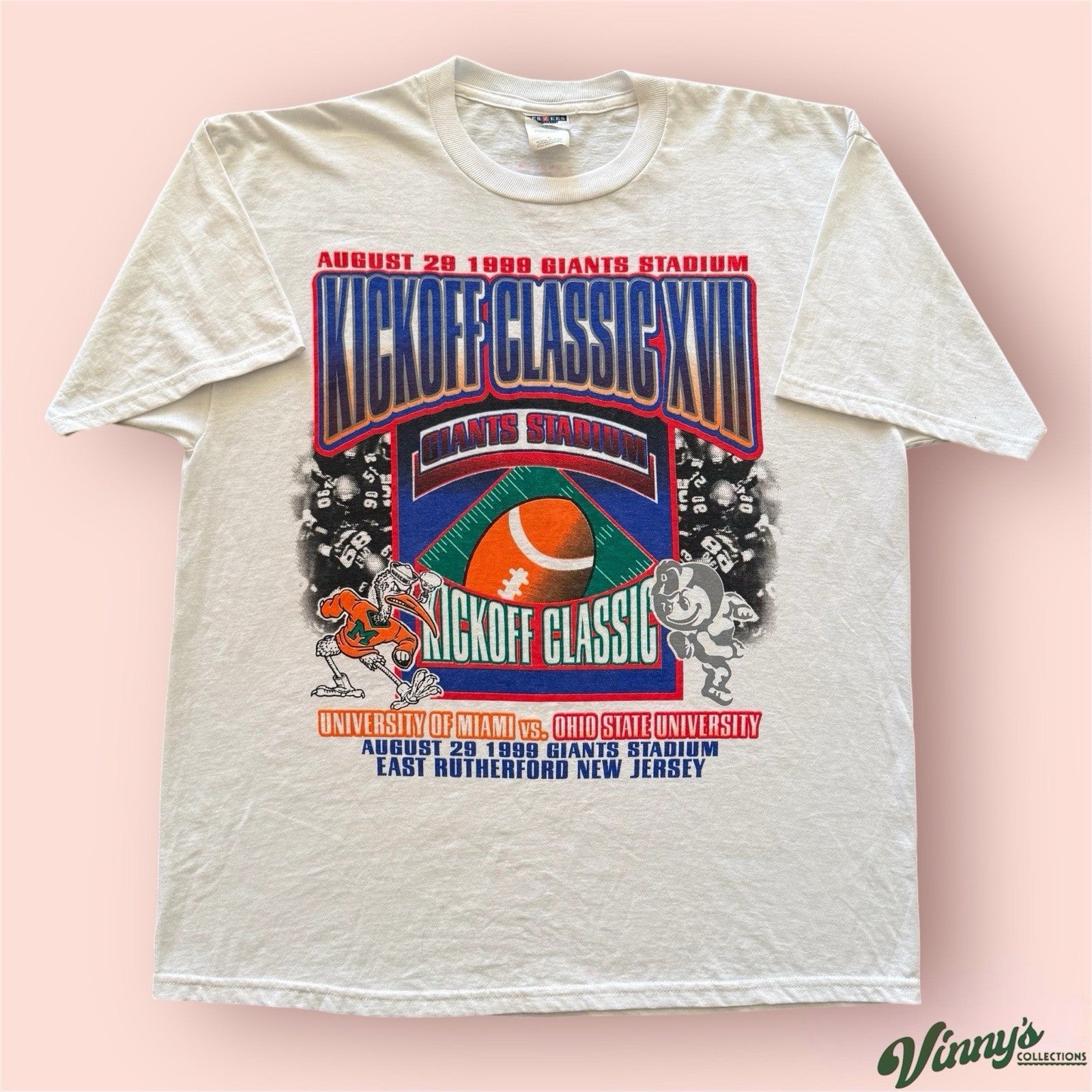 Vintage 1999 NCAA Miami Hurricanes Kickoff Classic College Shirt Mens XL