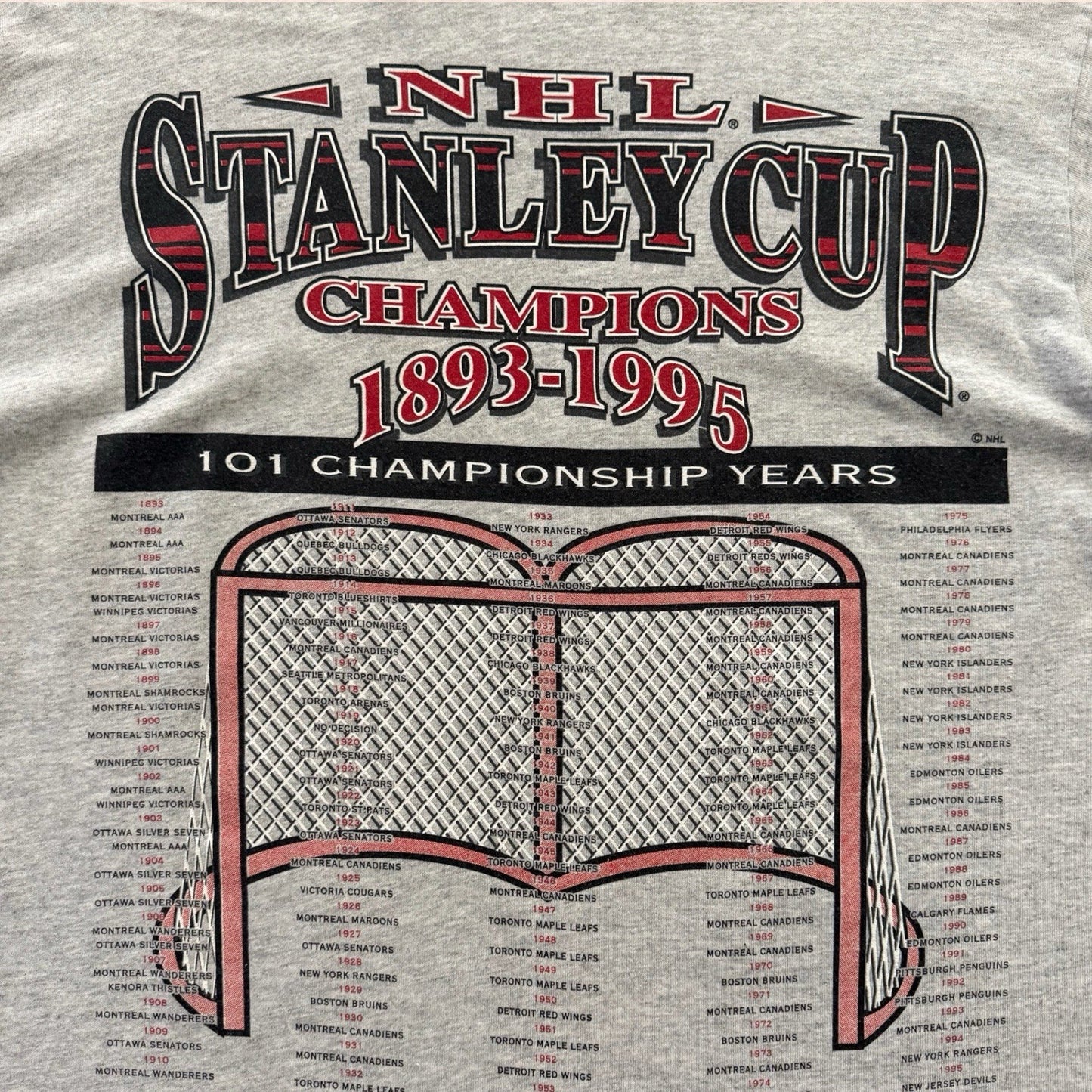 Vintage 1995 NHL New Jersey Devils Stanley Cup Champions Hockey Shirt Mens Large