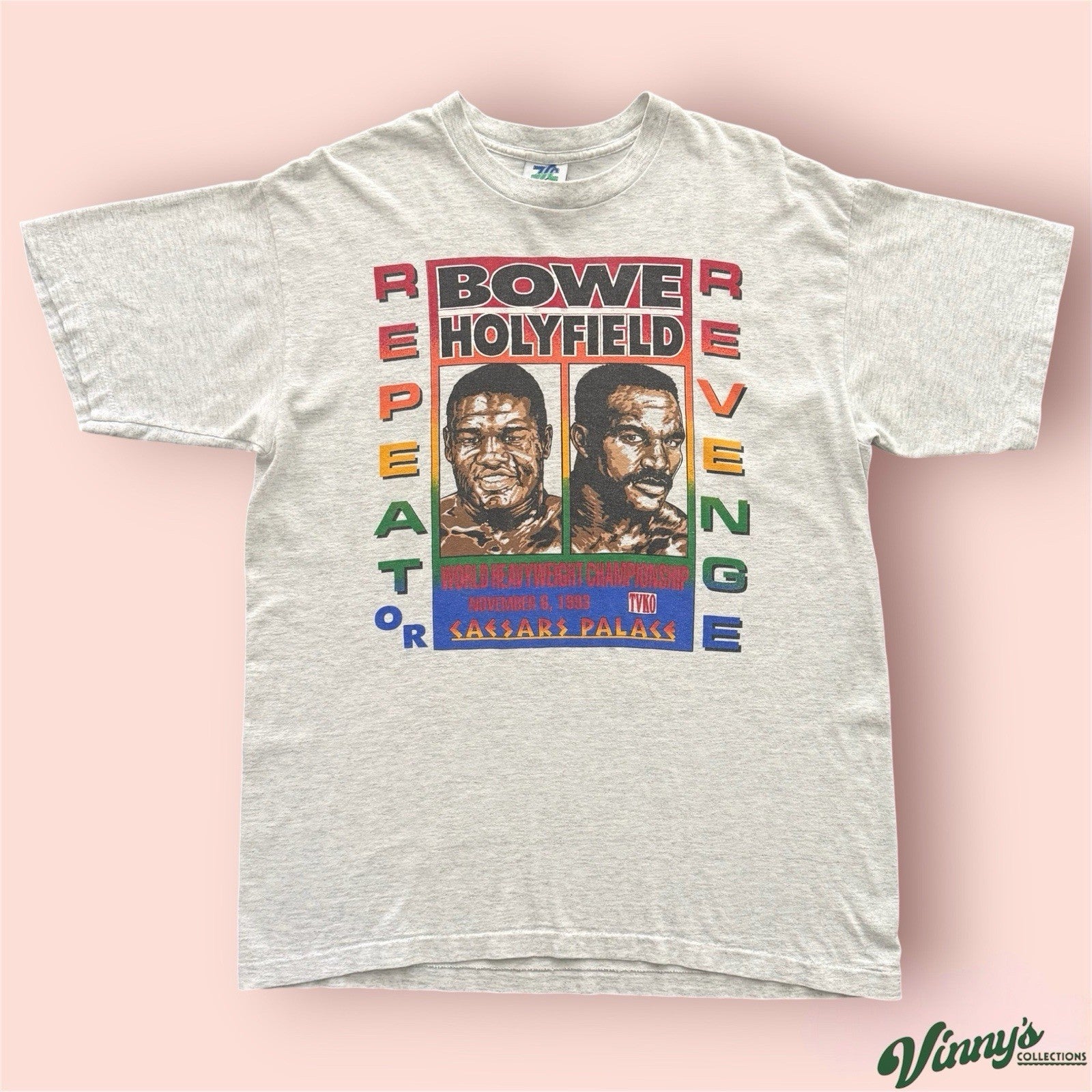 Vintage 1993 Bowe Vs Holyfield Repeat Or Revenge Boxing Shirt Mens Large