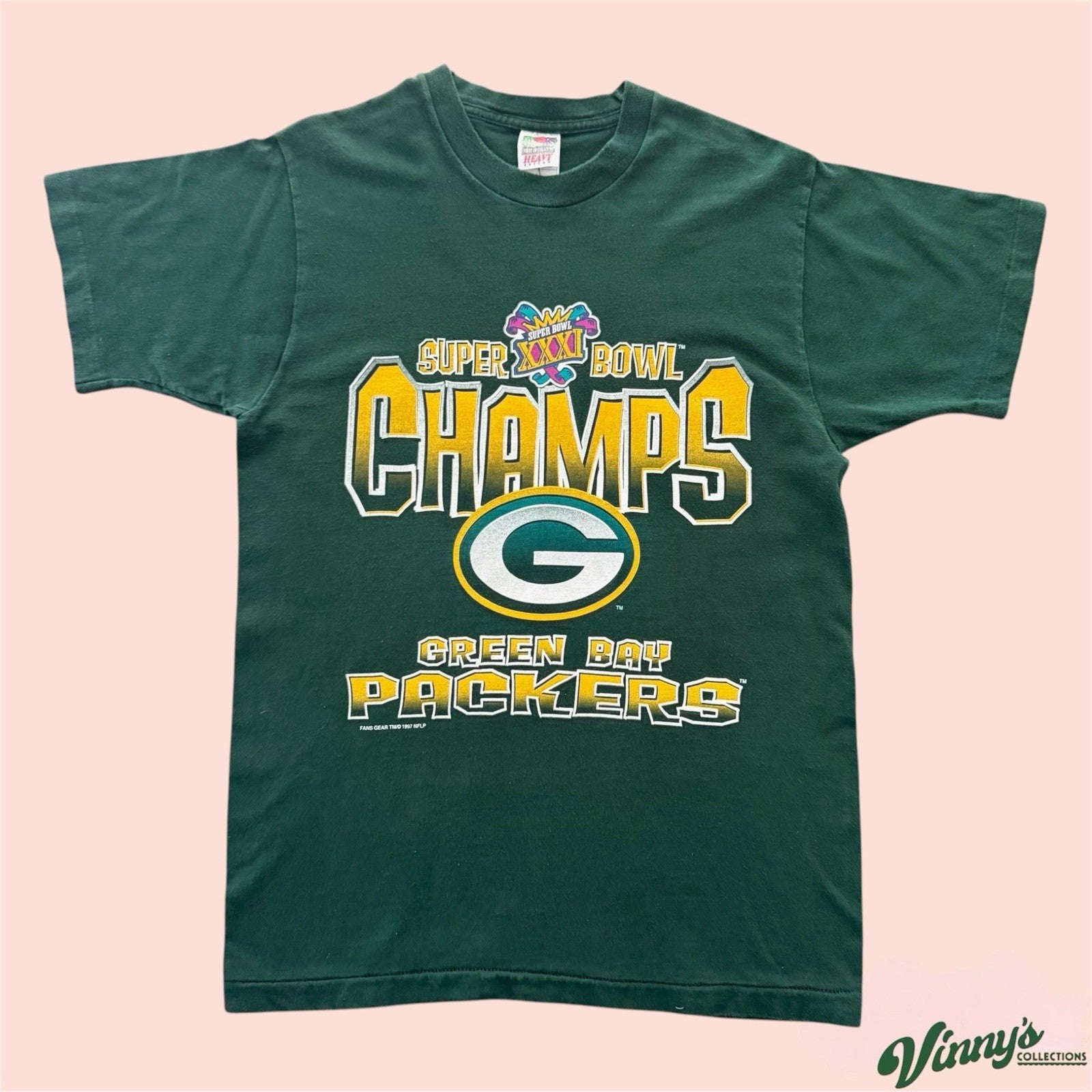 Vintage 1997 NFL Green Bay Packers Super Bowl Football Shirt Mens Medium