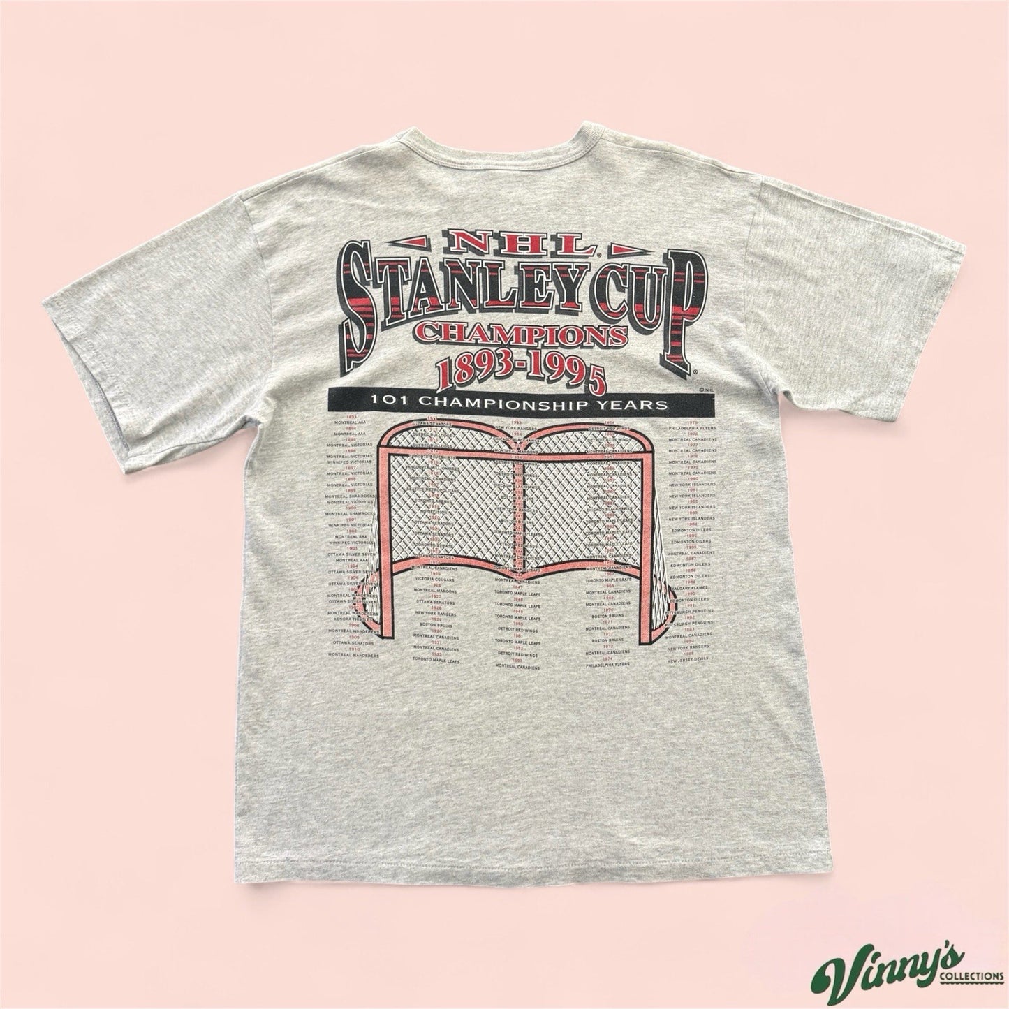 Vintage 1995 NHL New Jersey Devils Stanley Cup Champions Hockey Shirt Mens Large