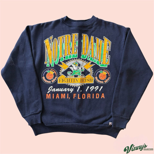 Vintage Logo 7 NCAA Notre Dame Fighting Irish College Sweatshirt Mens Medium