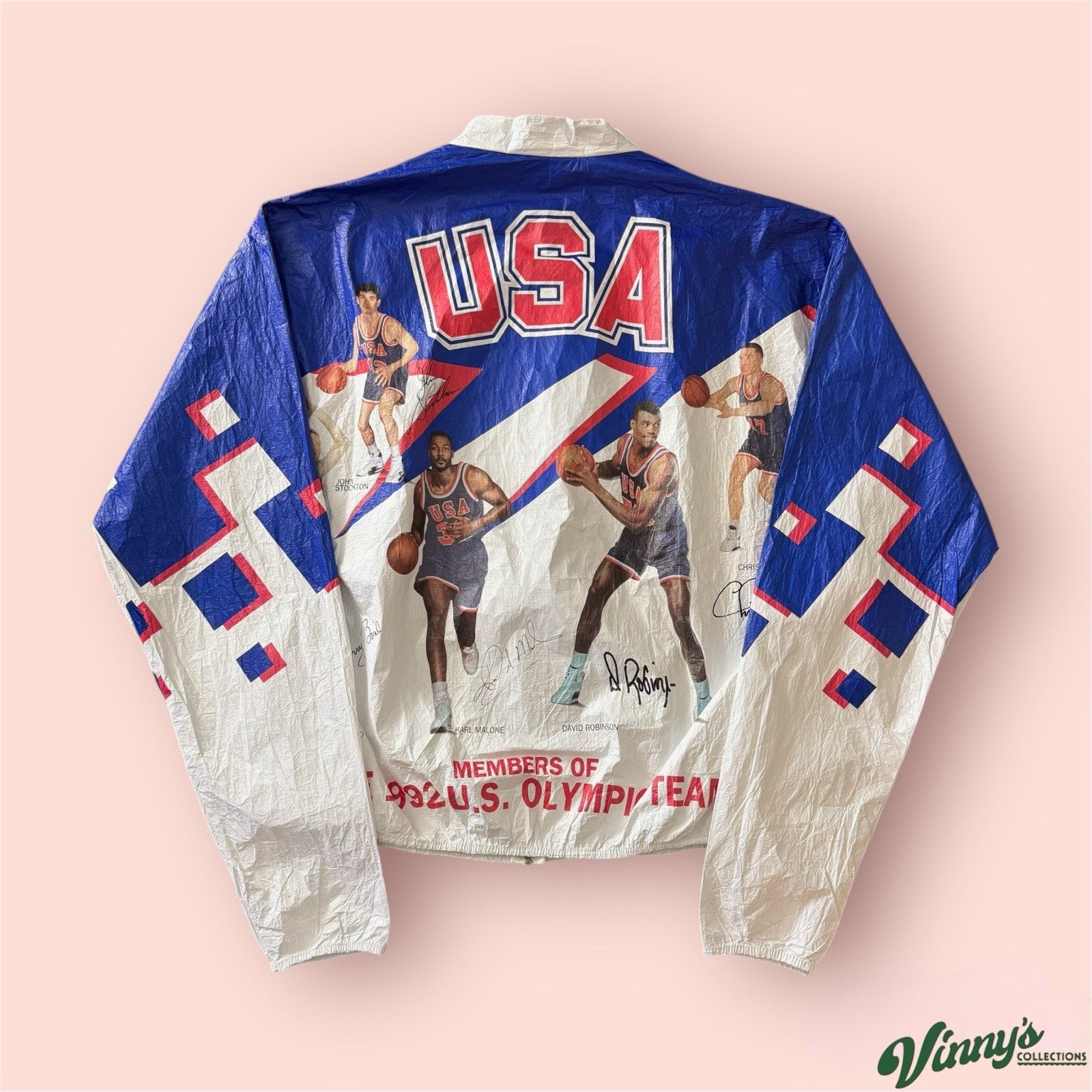 Vintage 1992 Kellog Tyvek USA Olympics Team Basketball Jacket Mens Large