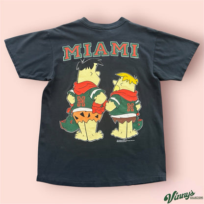 Vintage 1993 NCAA Miami Hurricanes Flintstones College Football Shirt Mens Large