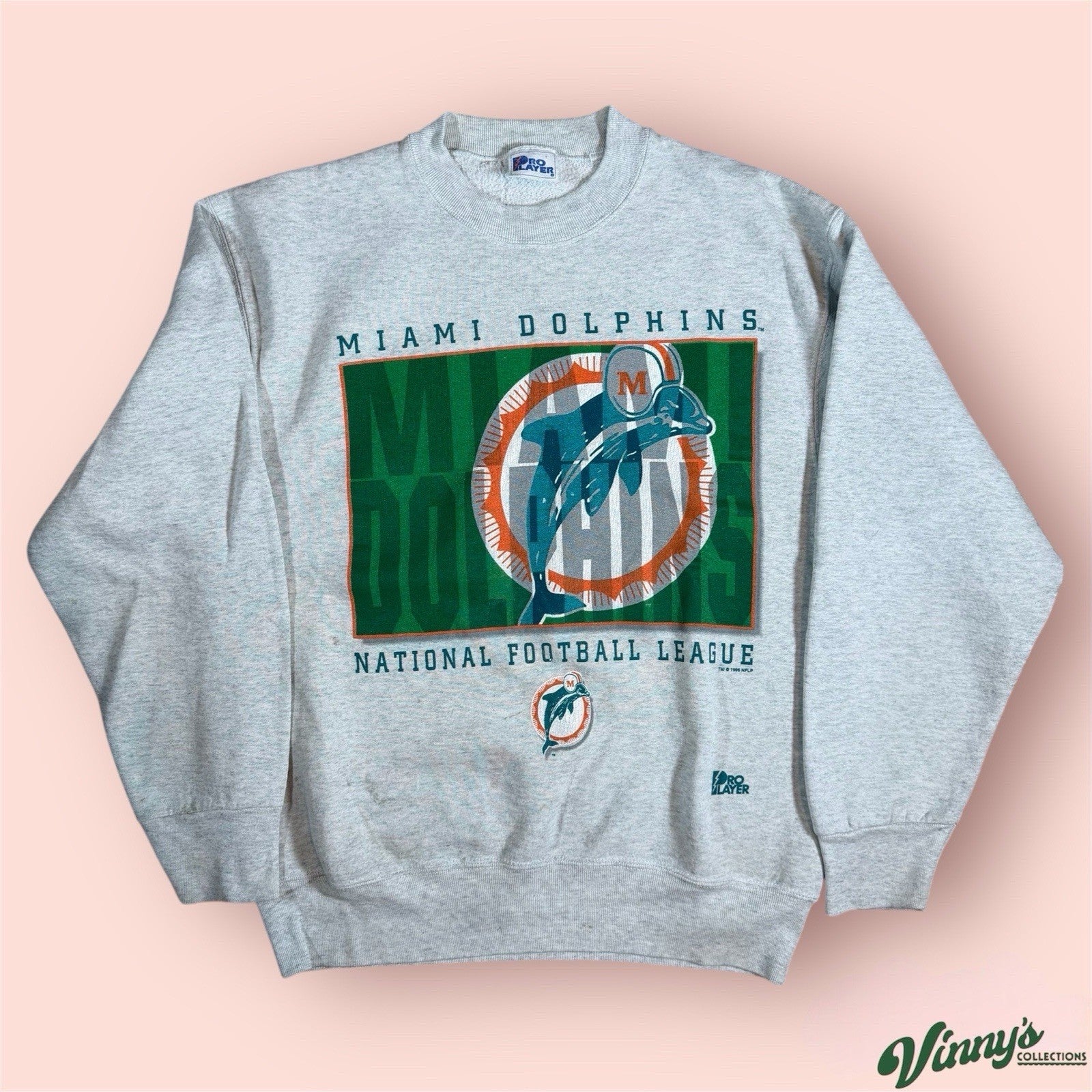 Vintage Pro Player NFL Miami Dolphins Football Sweatshirt Mens Medium