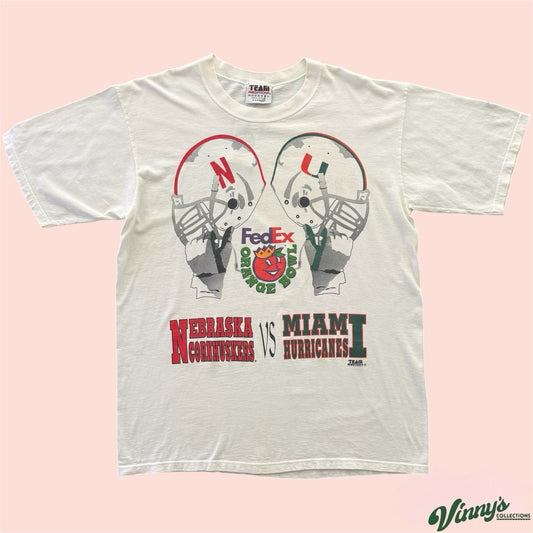 NCAA Miami Hurricanes Nebraska Cornhuskers College Football Shirt Mens XL