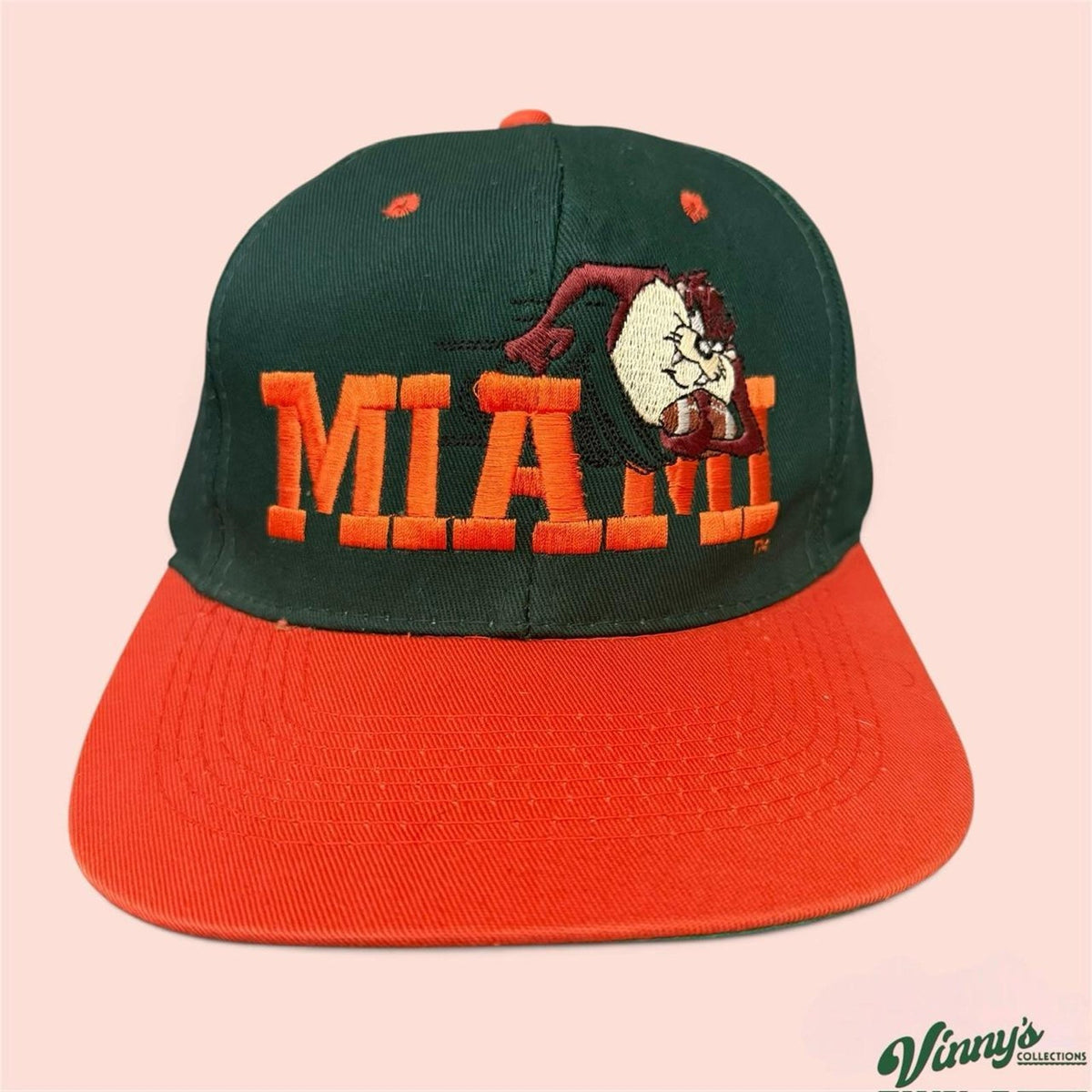 Vintage 90s Looney Tunes Taz Miami Hurricanes Snapback Hat