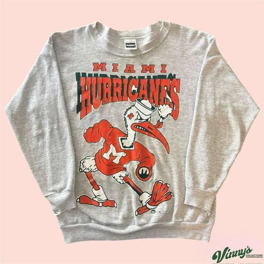 Vintage Tultex NCAA Miami Hurricanes College Crewneck Sweatshirt Mens XL